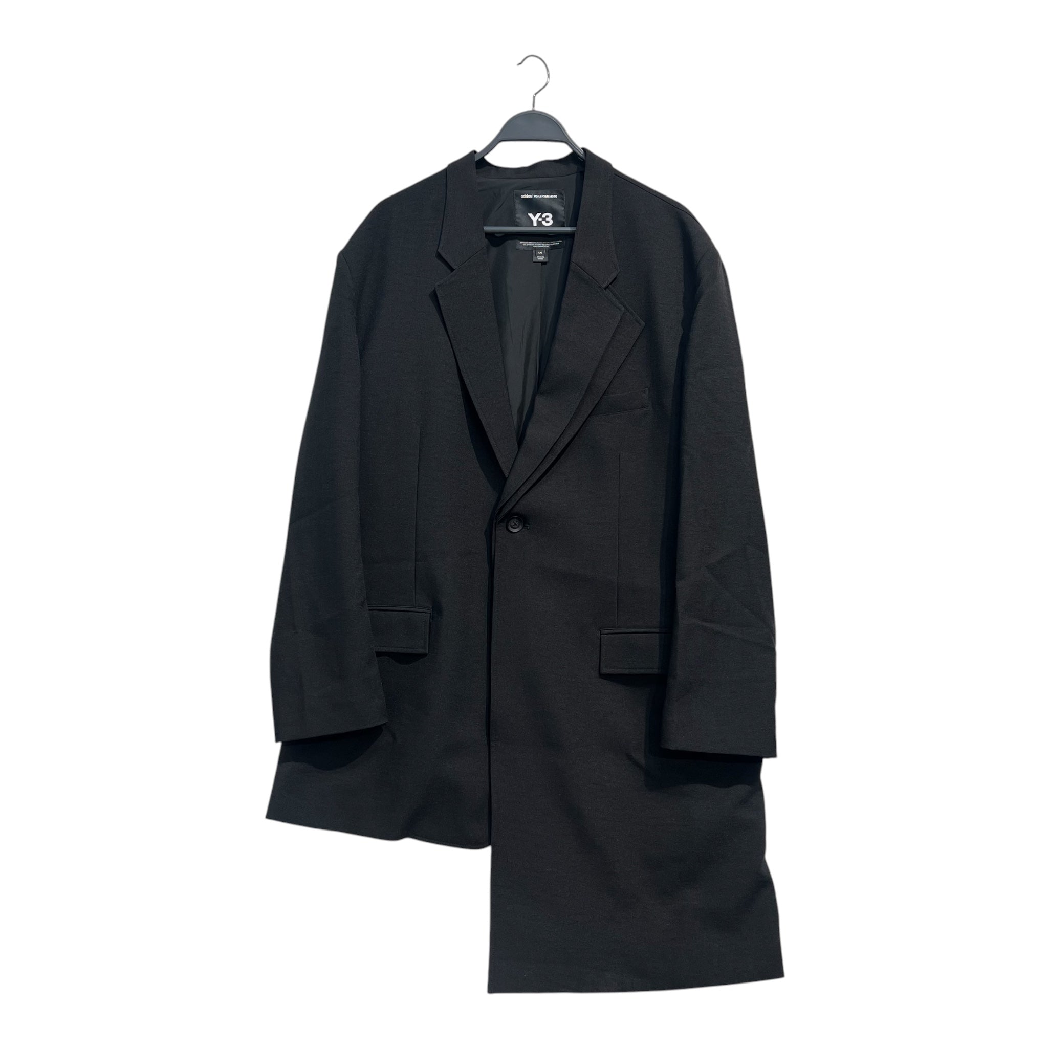 Y-3/adidas/YOHJI YAMAMOTO/Tailored Jkt/L/Polyester/BLK/ASYMETRIC SUITCOAT view 1
