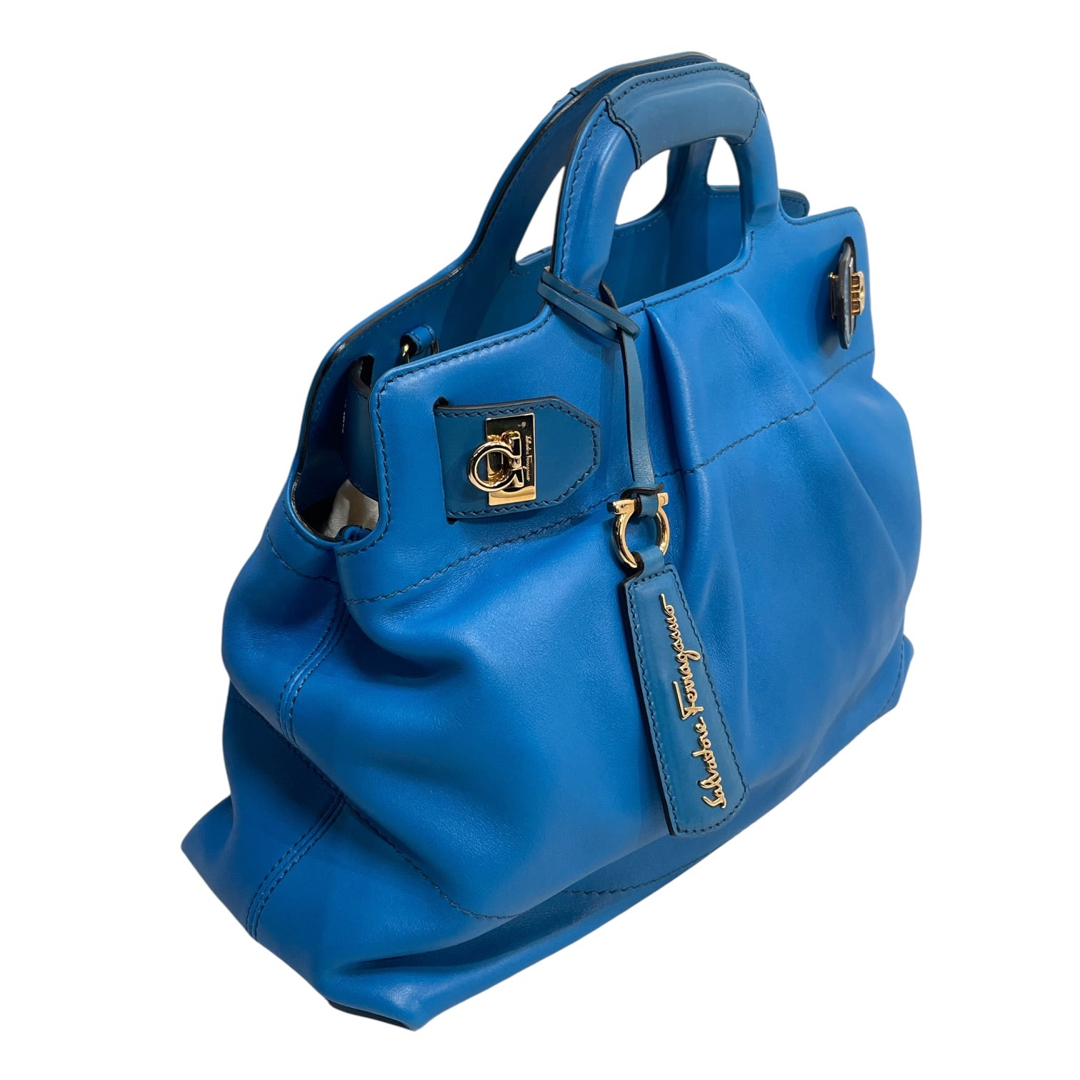 Salvatore Ferragamo/Bag/Leather/BLU/Top-handle Gancini view 3