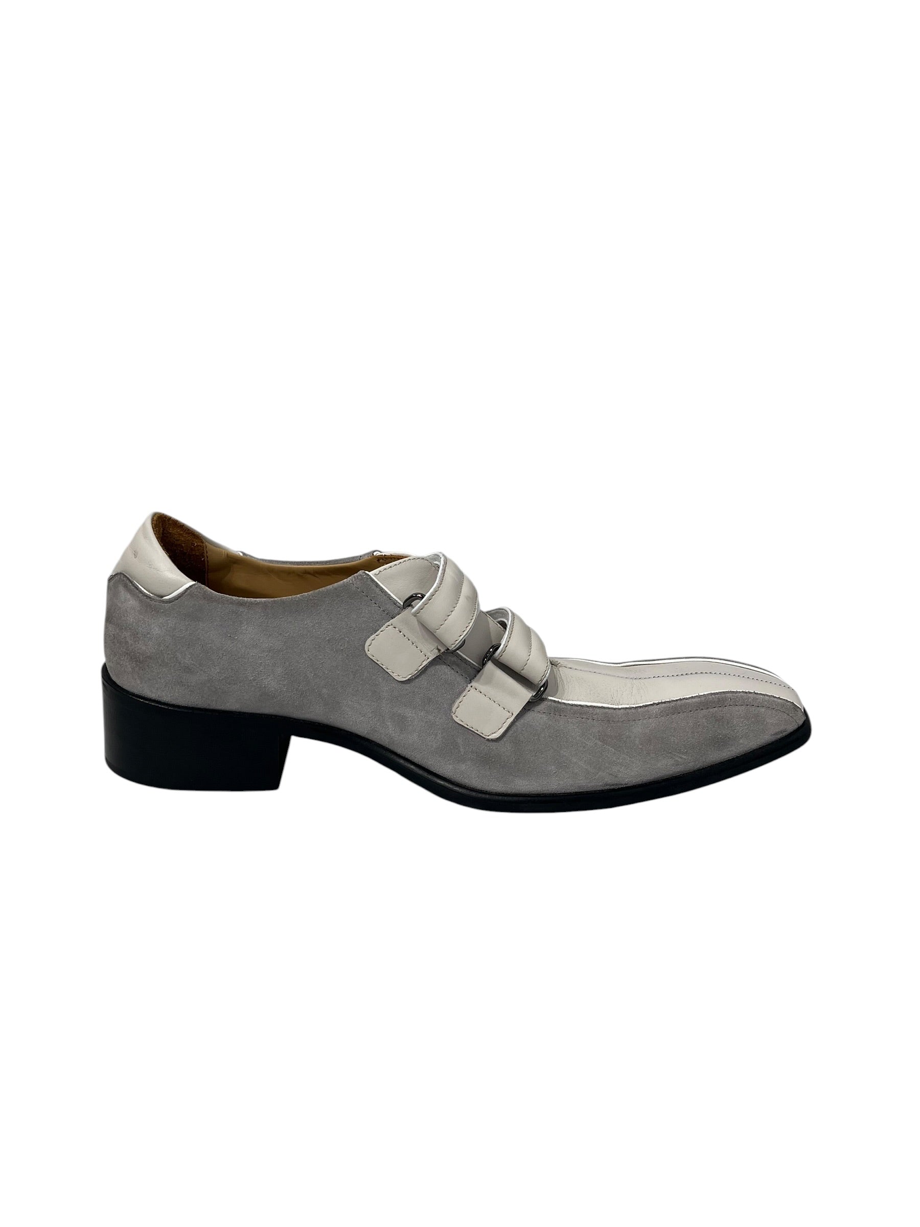MARTINE ROSE/Loafers/EU 43/Suede/GRY/SNOUT LOAFERS VELCRO WHT GRY view 4