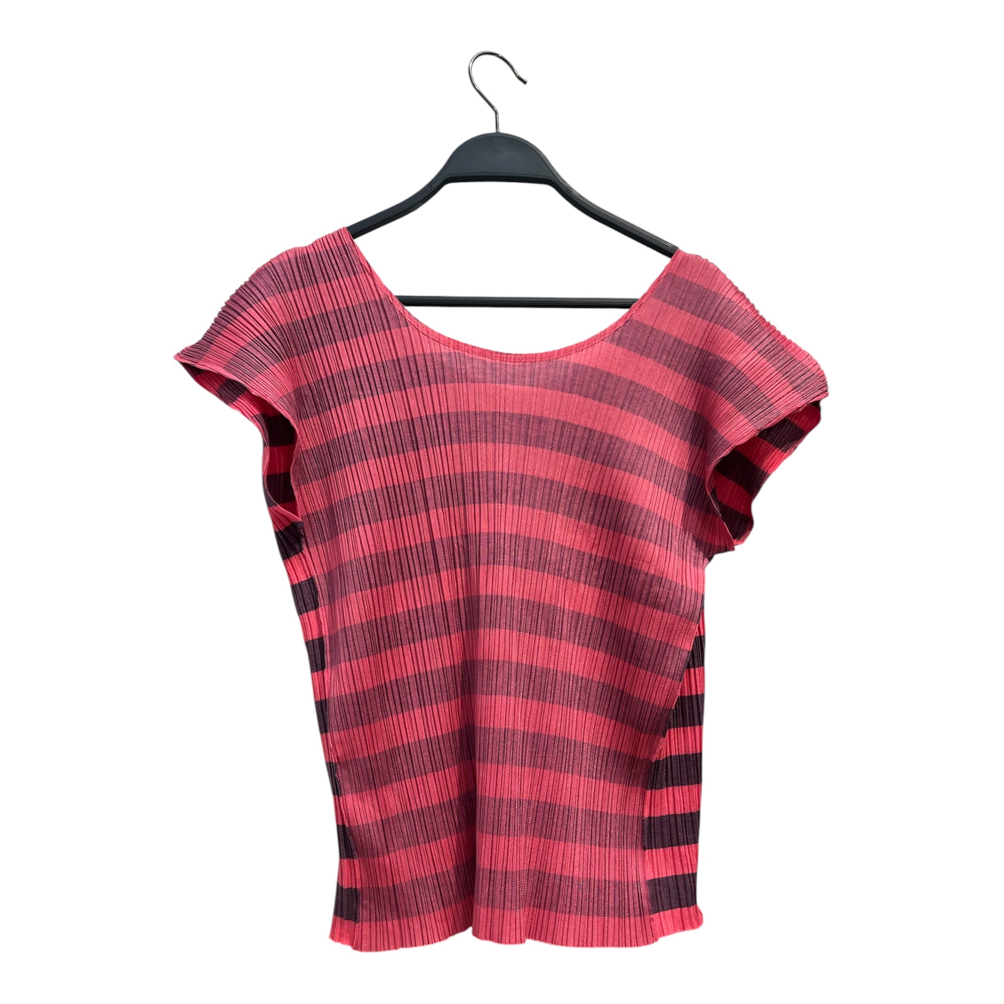 PLEATS PLEASE ISSEY MIYAKE/Blouse/Stripe/Polyester/PNK/WASH DAMAGE view 2