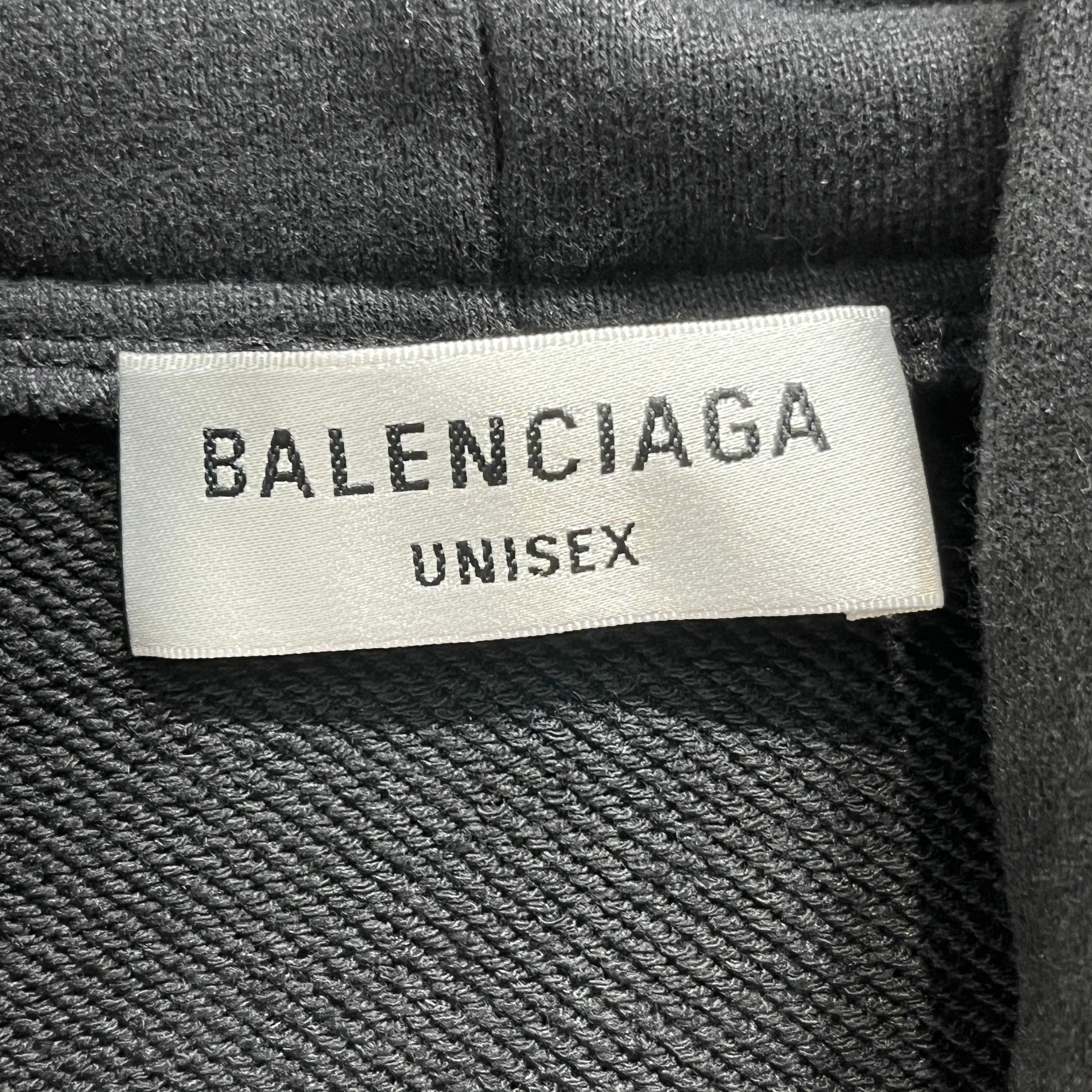 BALENCIAGA/Hoodie/XS/Cotton/BLK/Pullover/undersized/cropped plain hoodi view 3