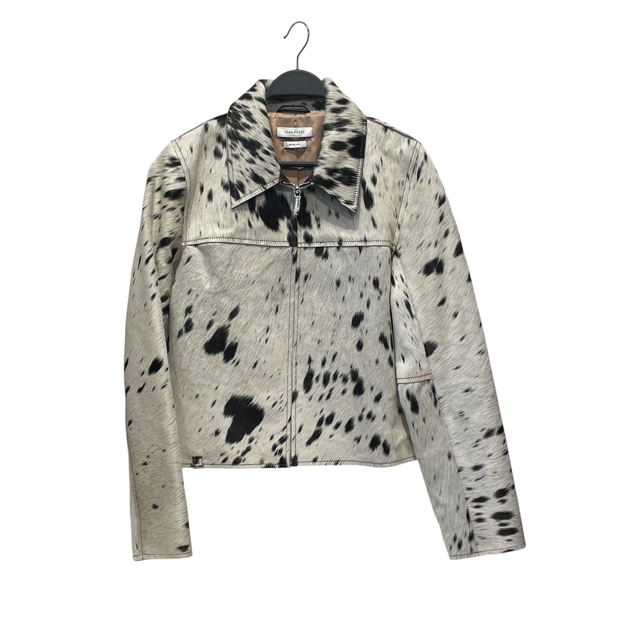 SAKS POTTS/Leather Jkt/M/Cowhide/WHT/Animal Pattern/COW PRINT view 1