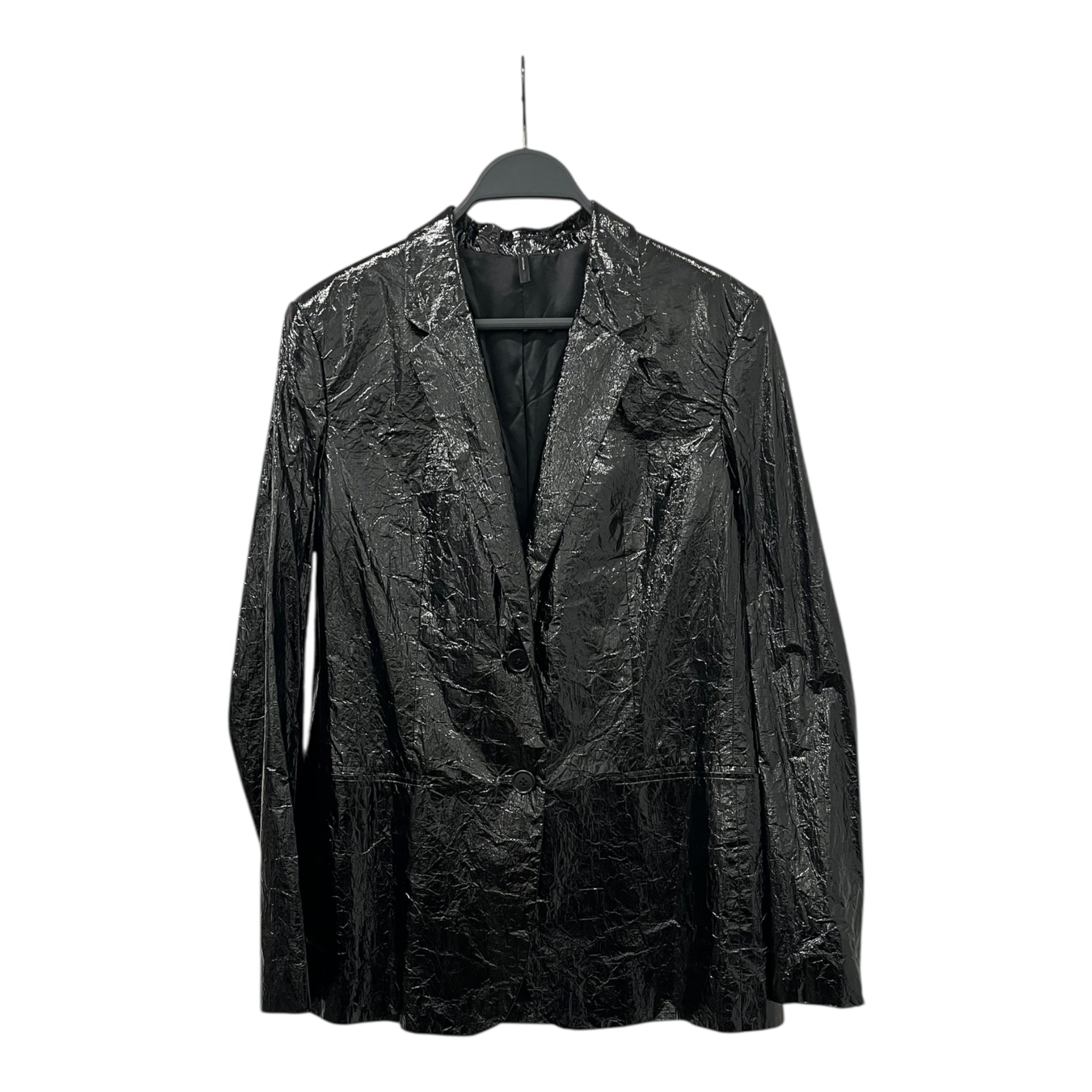 Helmut Lang/Tailored Jkt/2/Polyester/BLK/VEGAN PATENT LEATHER BLAZER view 1