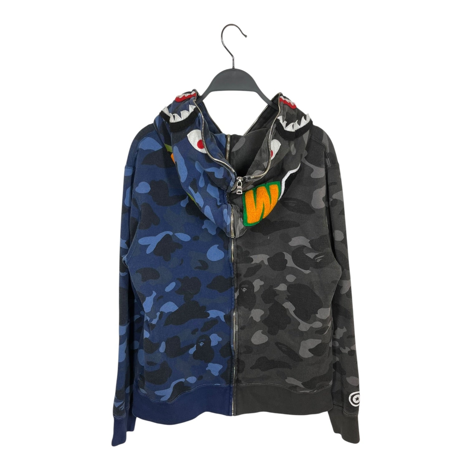 A BATHING APE/Hoodie/L/Camouflage/Cotton/BLU/Blu/Blk Separate Camo FullZip view 2