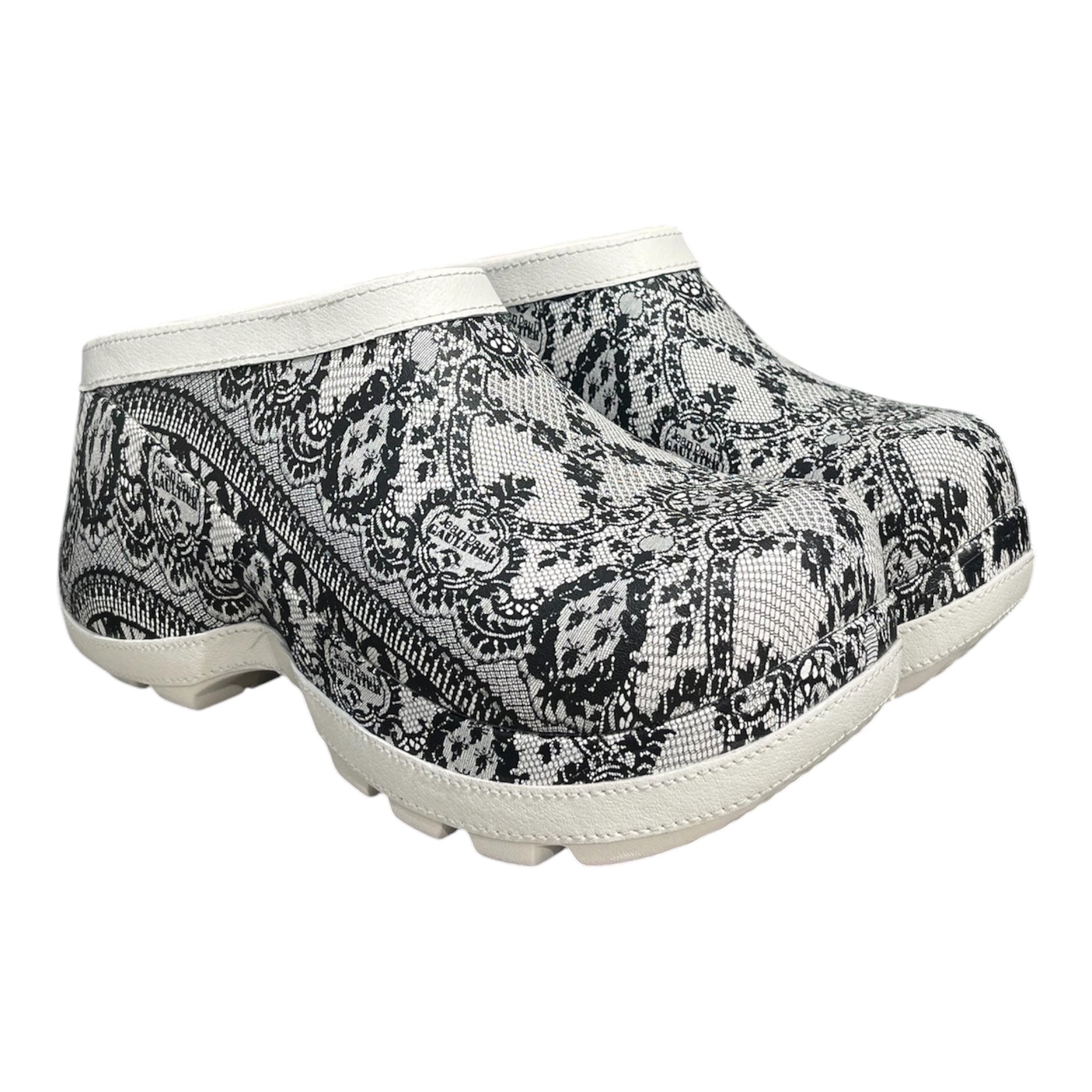 crocs/Jean Paul Gaultier/Shoes/US 9/All Over Print/WHT/black borque / lace print view 1