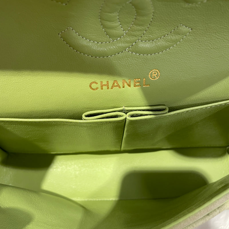 CHANEL/Hand Bag/Suede/GRN/VINTAGE DOUBLE FLAP