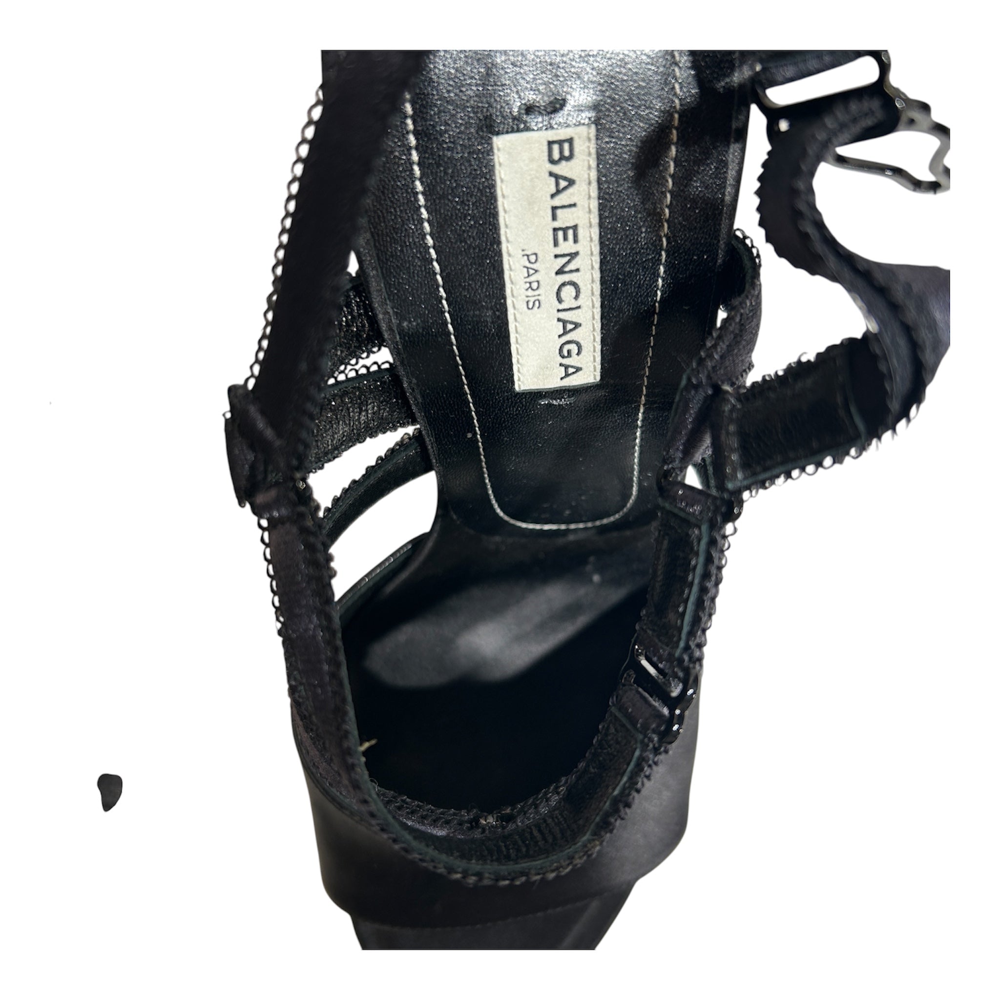 BALENCIAGA/Heels/US 10/BLK/Sandal Tess Gomma Satin Heel view 3