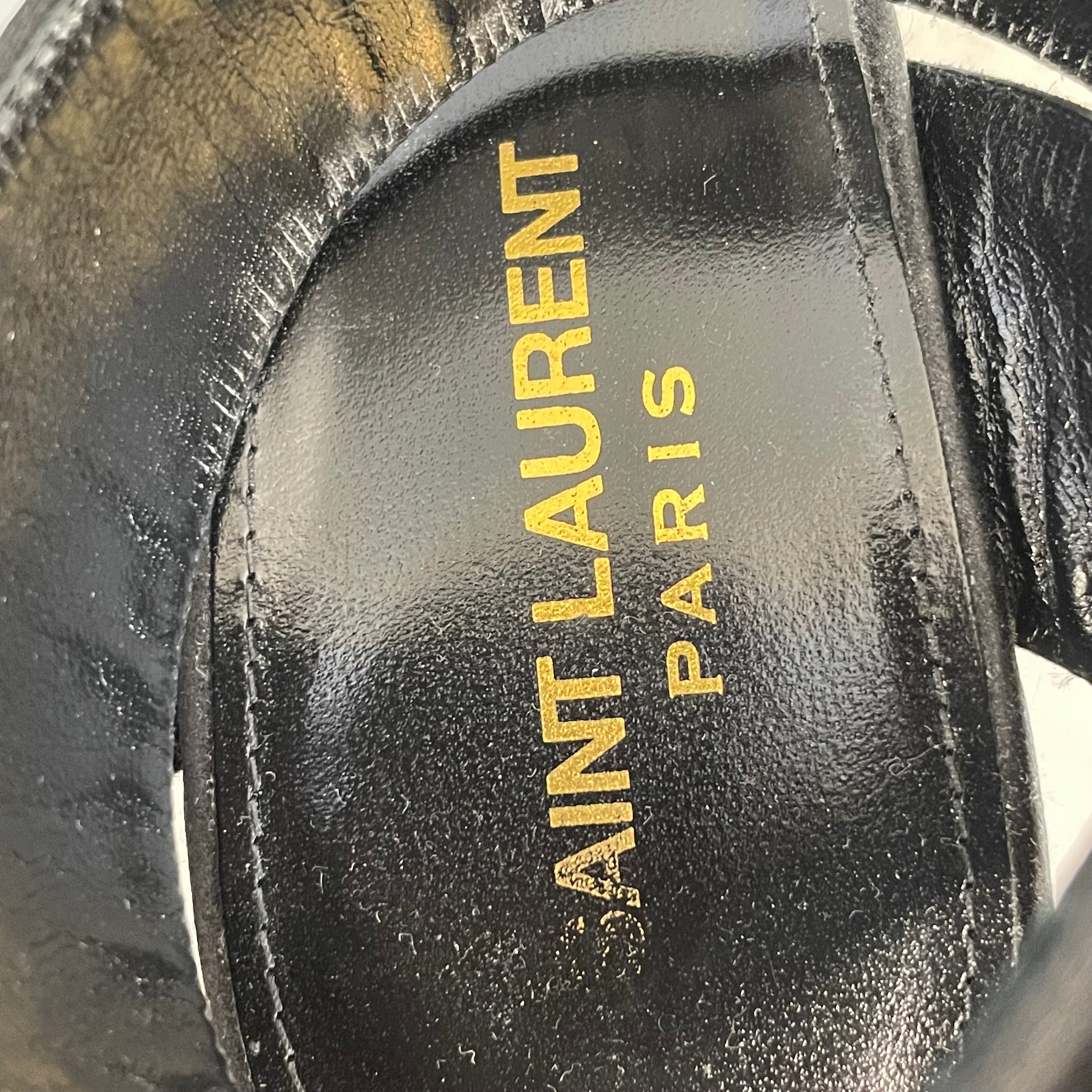SAINT LAURENT/Heels/EU 38/Leather/BLK/ap762969/diamond buckle/platfo view 3