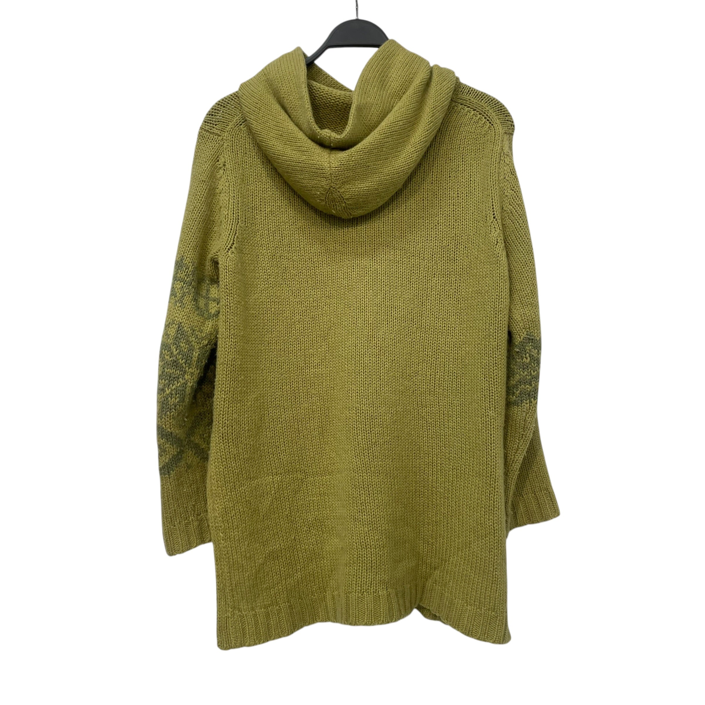 YOHJI YAMAMOTO/Heavy Sweater/2/Wool/GRN/nordic hooded view 2
