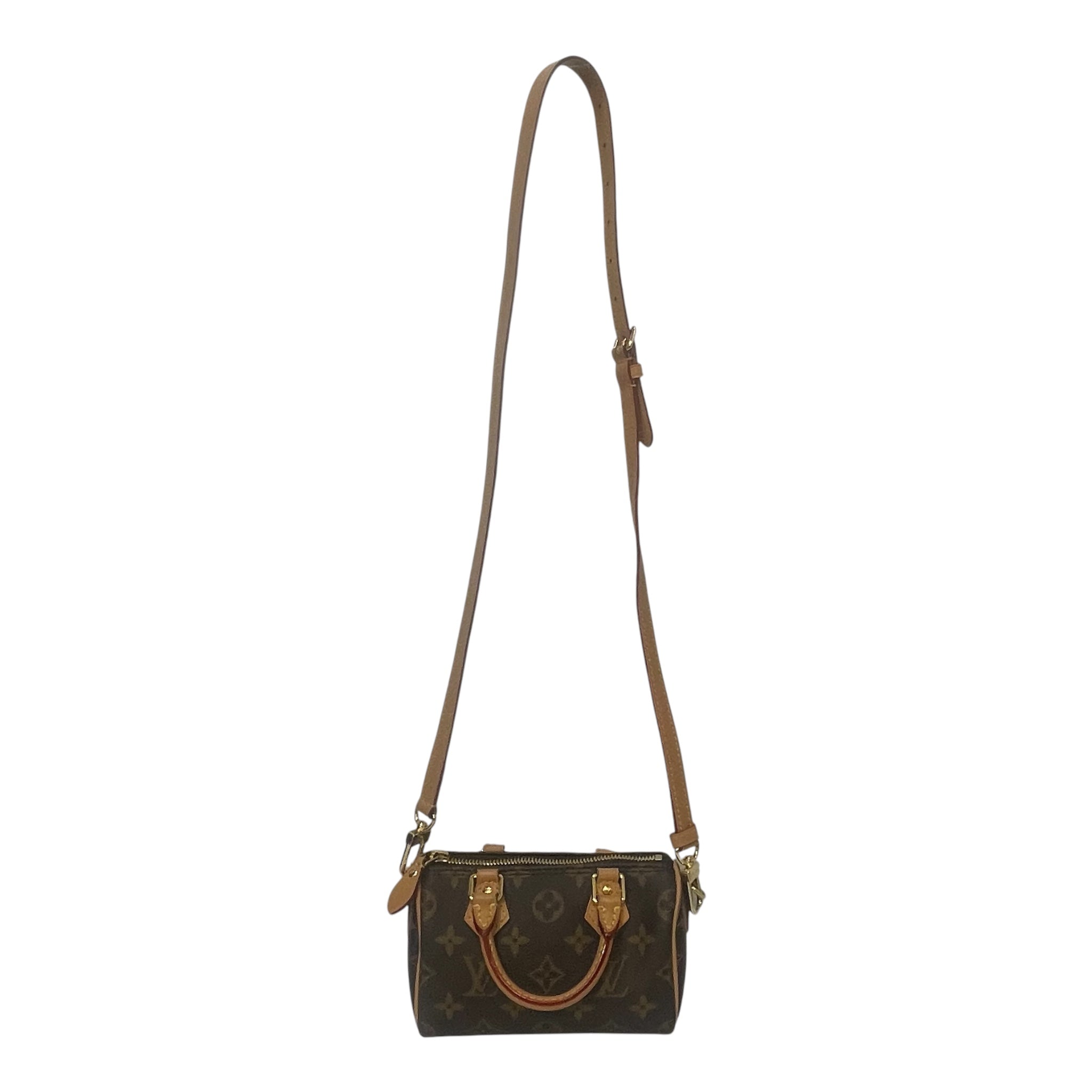 LOUIS VUITTON/Cross Body Bag/Monogram/Leather/BRW/Nano Speedy view 1