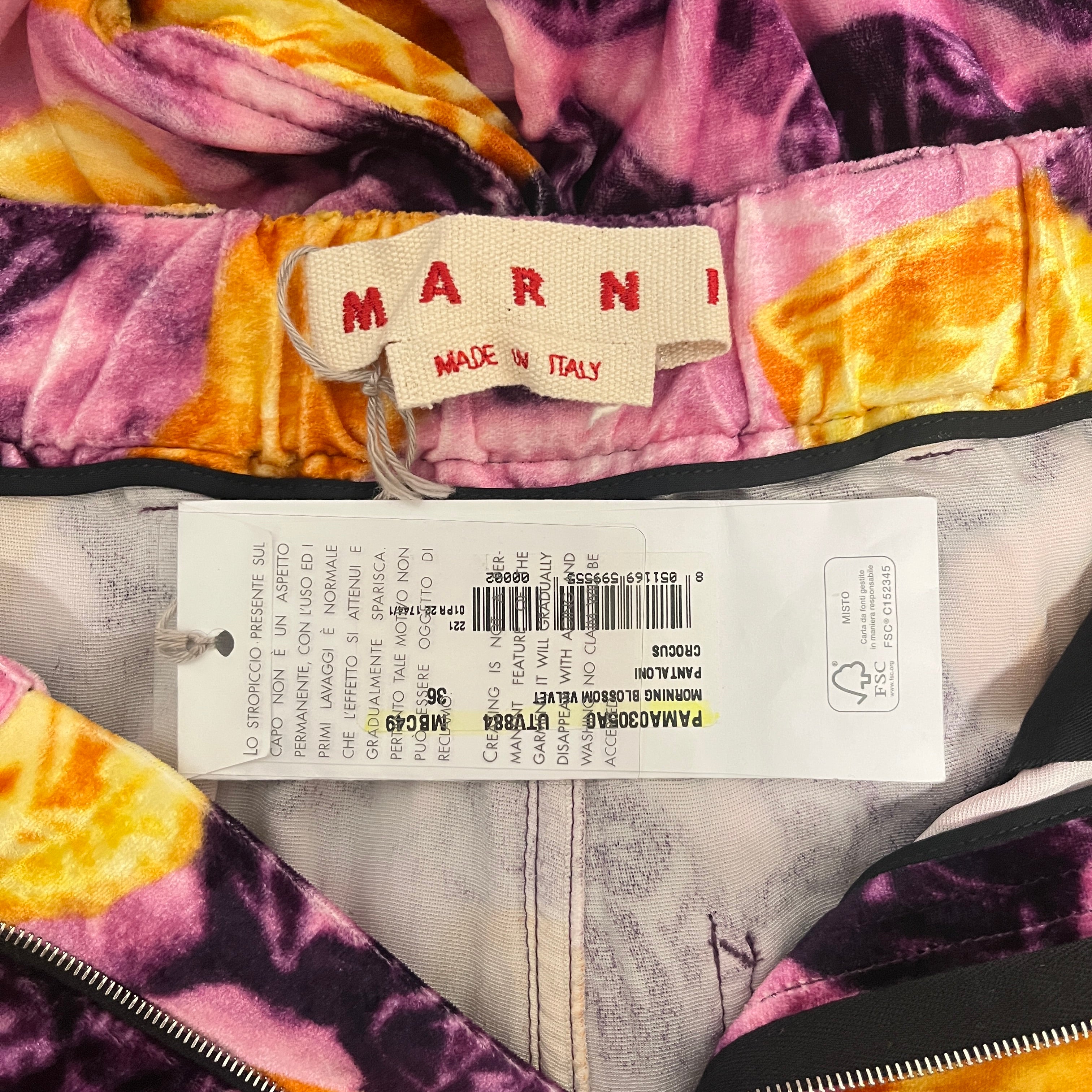 MARNI/Pants/36/Velour/PPL/Floral Pattern/ORNG FLWRS BNWT view 3