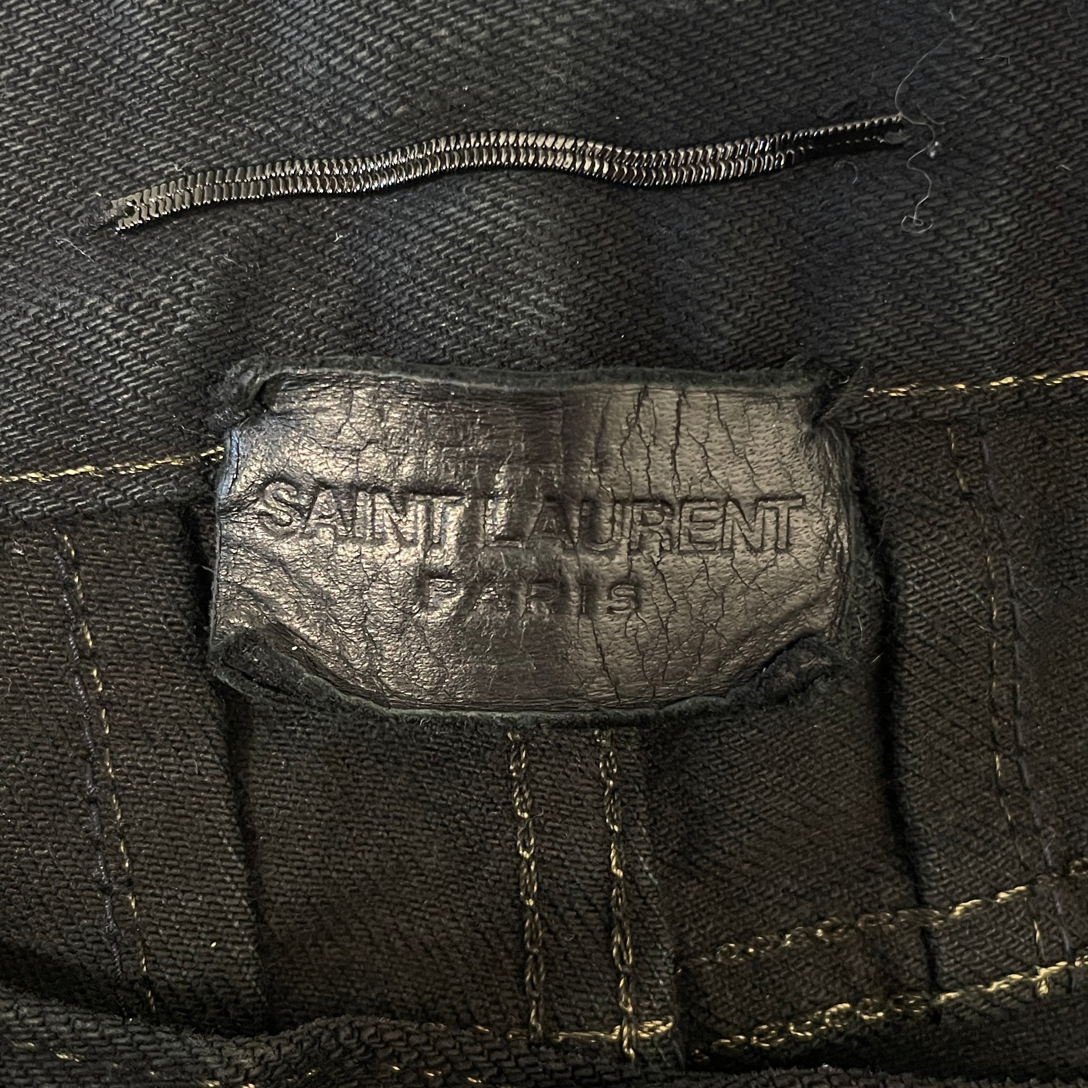 SAINT LAURENT/Straight Pants/34/Denim/BLK/All Over Print/FW14 OIL STAIN D02 view 4