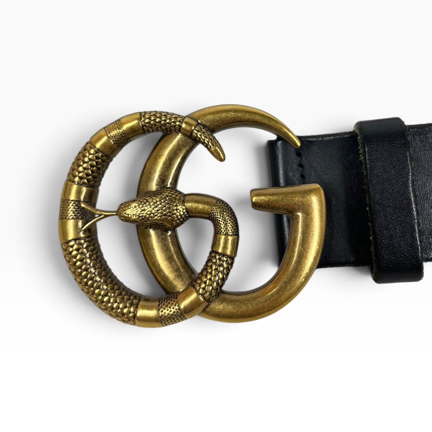 GUCCI/Belt/Leather/BLK/M's/Snake Marmont GG Belt view 3
