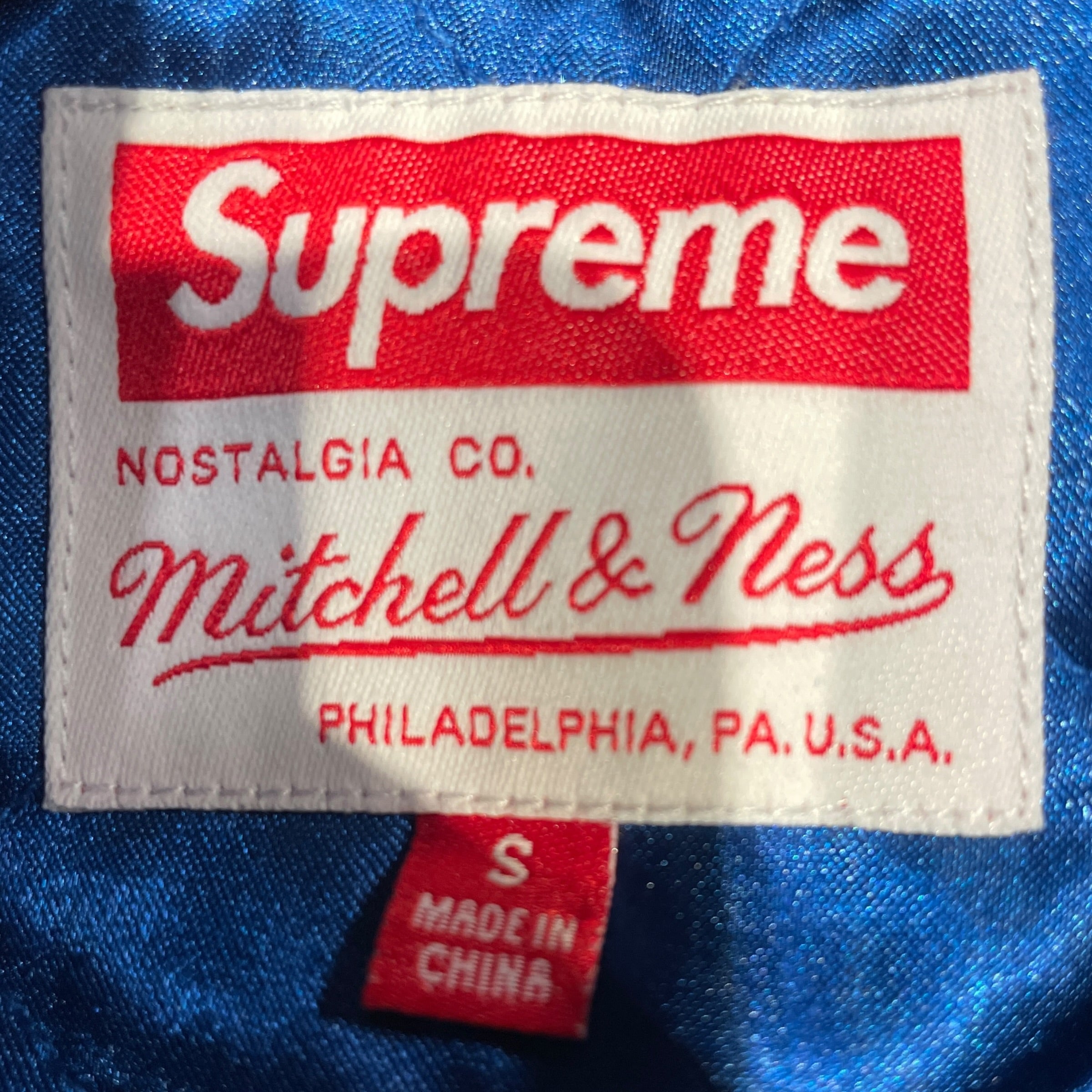 Supreme/mitchell&ness/Souvenir Jkt/S/Cotton/BLU/Stripe/pillsbury doughboy bl vars jkt view 3