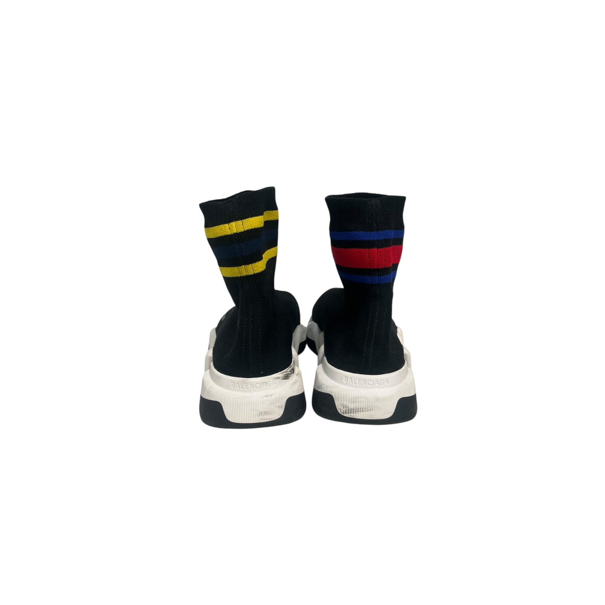 BALENCIAGA/Hi-Sneakers/US 10/Cotton/BLK/SOCK/ YLW BLU STRIPE/ BLU RED view 3