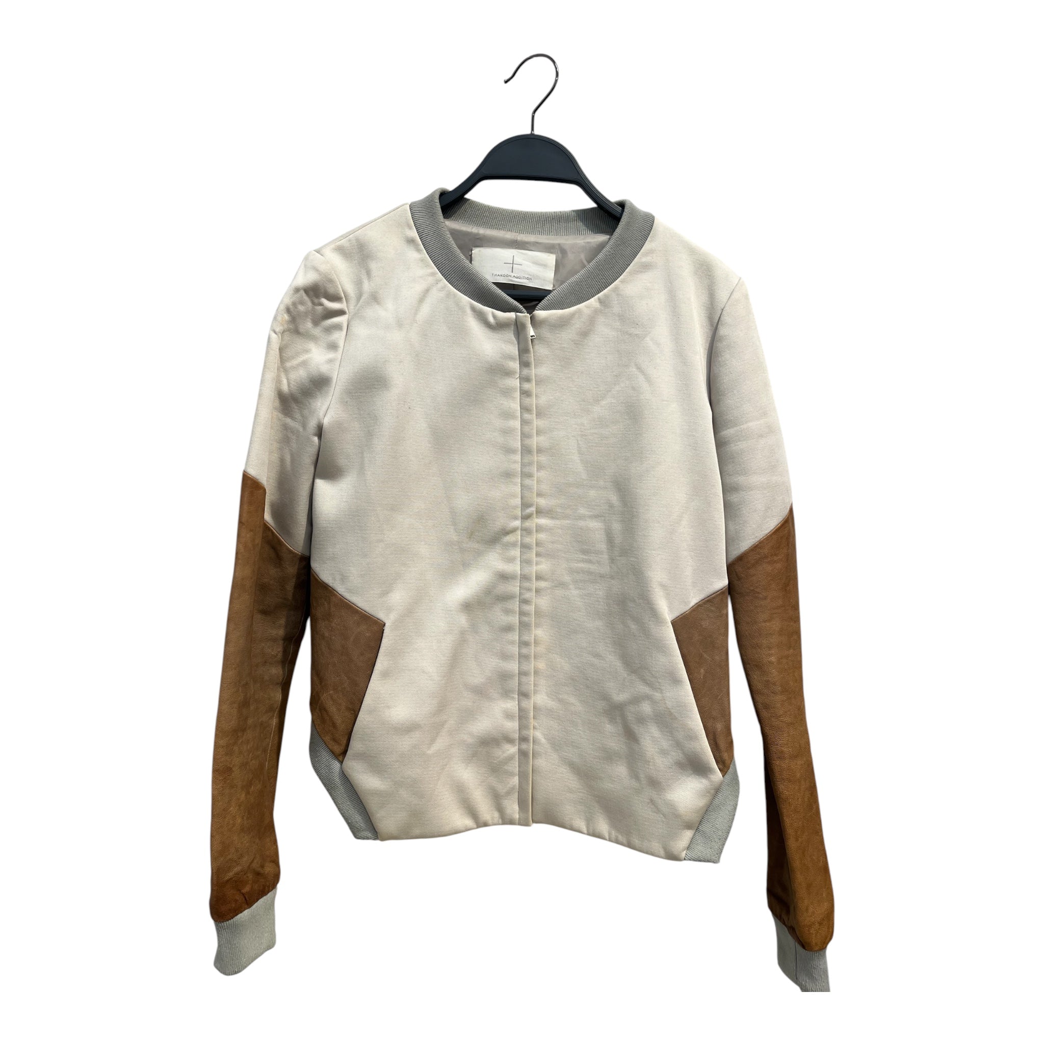 THAKOON/Jacket/2/Cotton/KHK/Single Breasted/LAMBSKIN SLEEVE-ASSYM-STAINED view 1