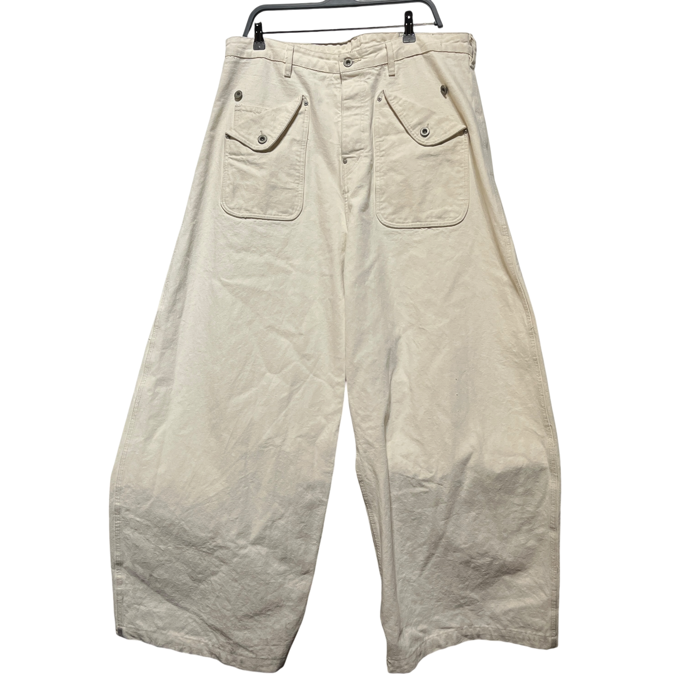 Verdarm/Pants/7/Cotton/CRM/wide legged canvas view 1