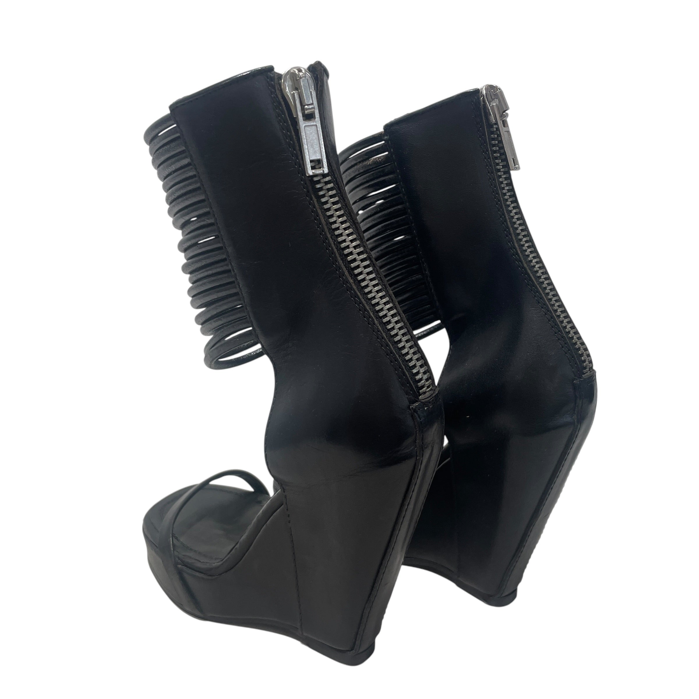 Rick Owens/Heels/EU 35/Leather/BLK/RIBBED WEDGE view 2