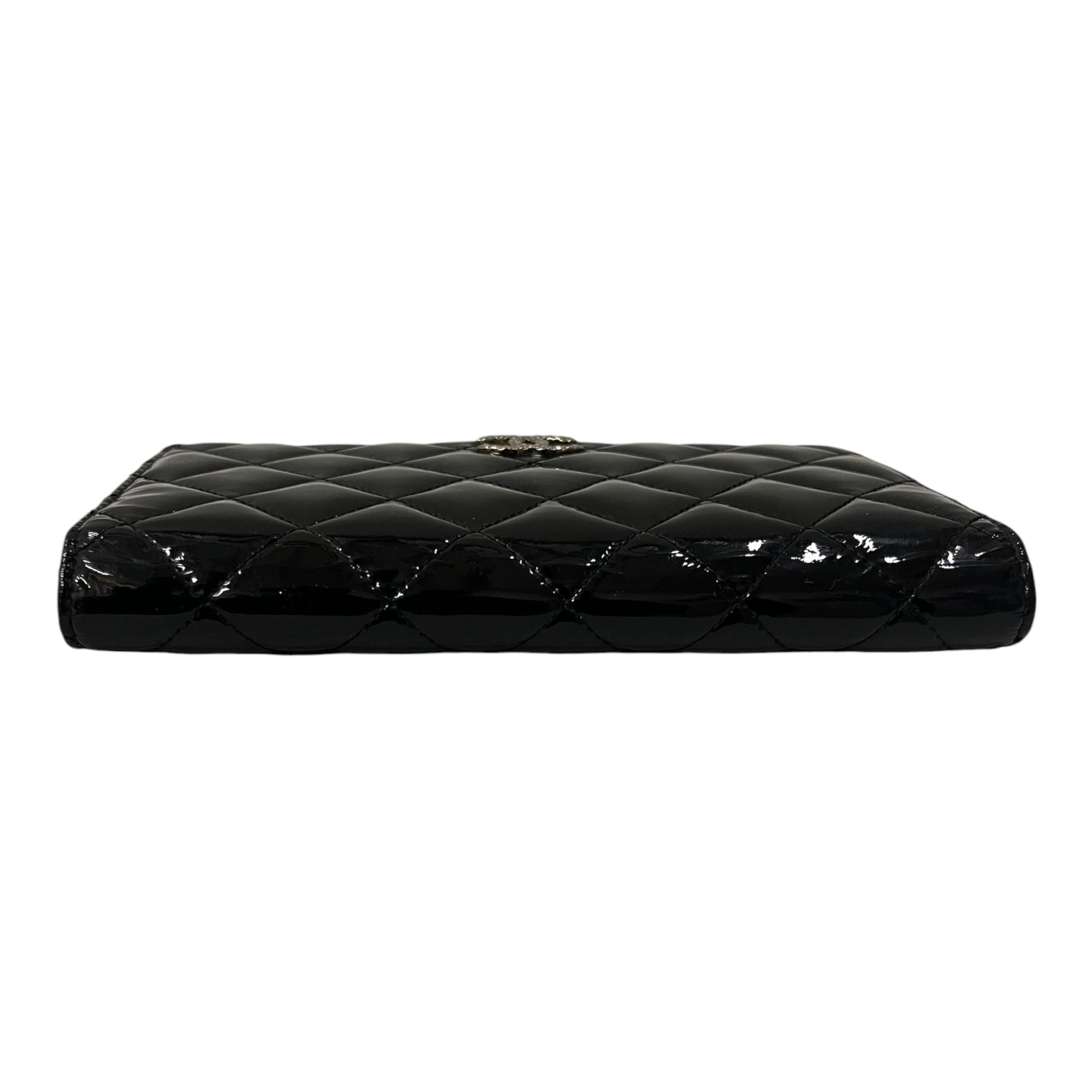 CHANEL/Long Wallet/Leather/BLK/L's/QUILTED PATENT LEATHER WALLET view 3