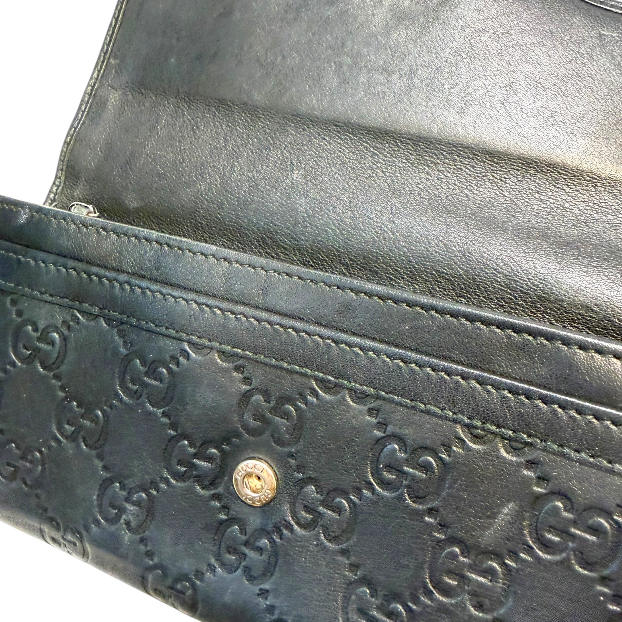 GUCCI/Bifold Wallet/Leather/BLK/Buckle Monogram Wallet view 5