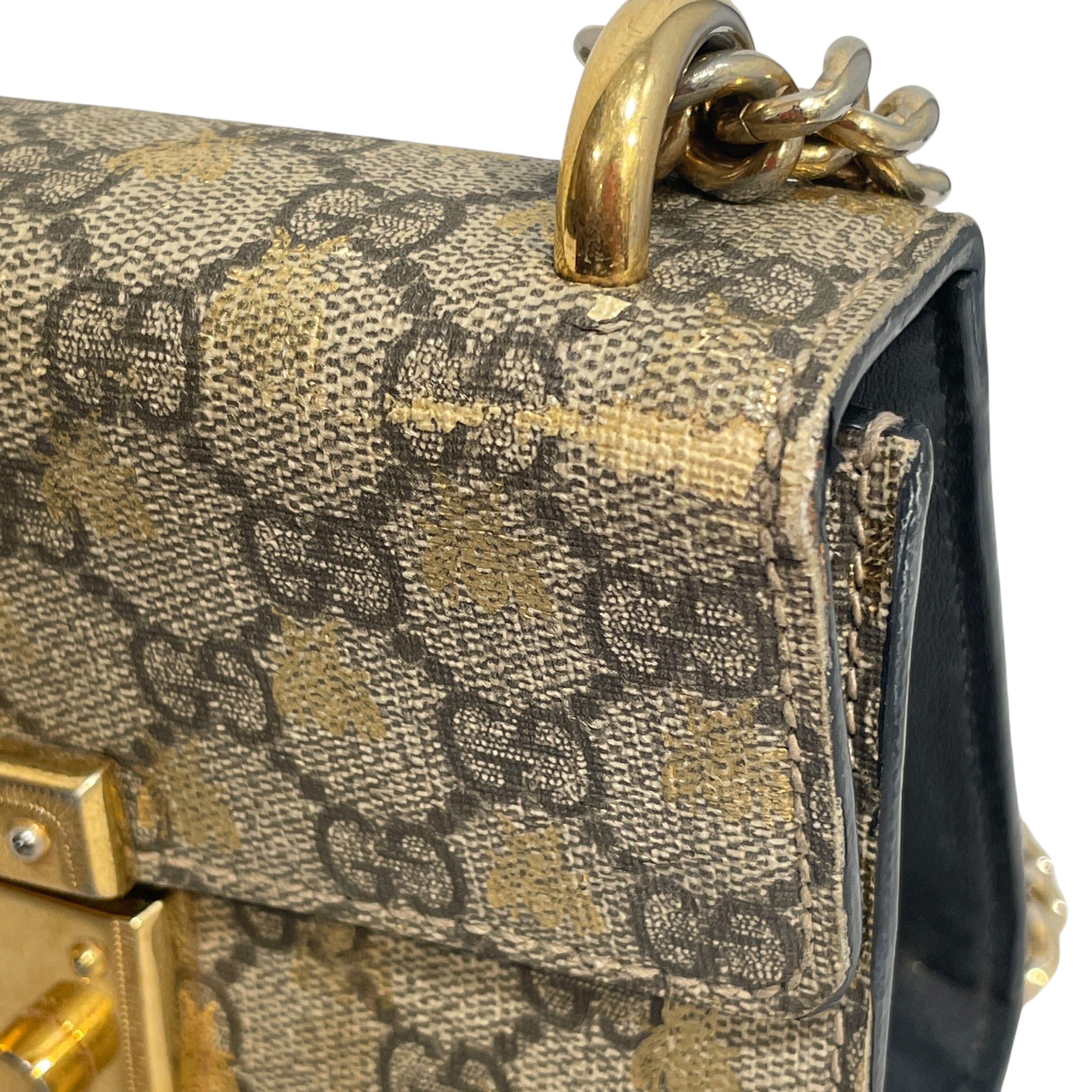 GUCCI/Cross Body Bag/Monogram/Leather/GLD/Bee GG Padlock view 8