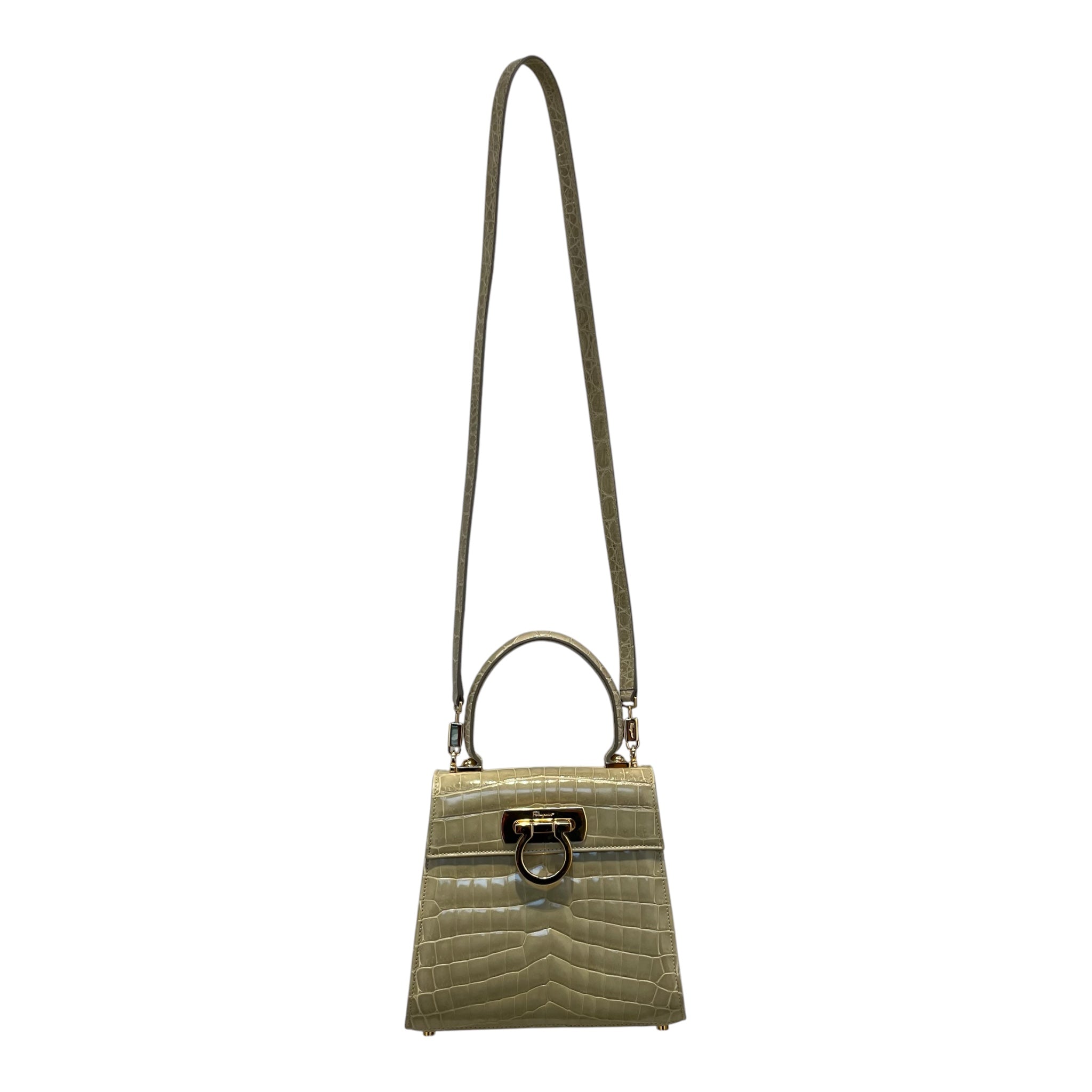 Salvatore Ferragamo/Hand Bag/Animal Pattern/GRN/gld hard/croc/ferragamos creat view 2
