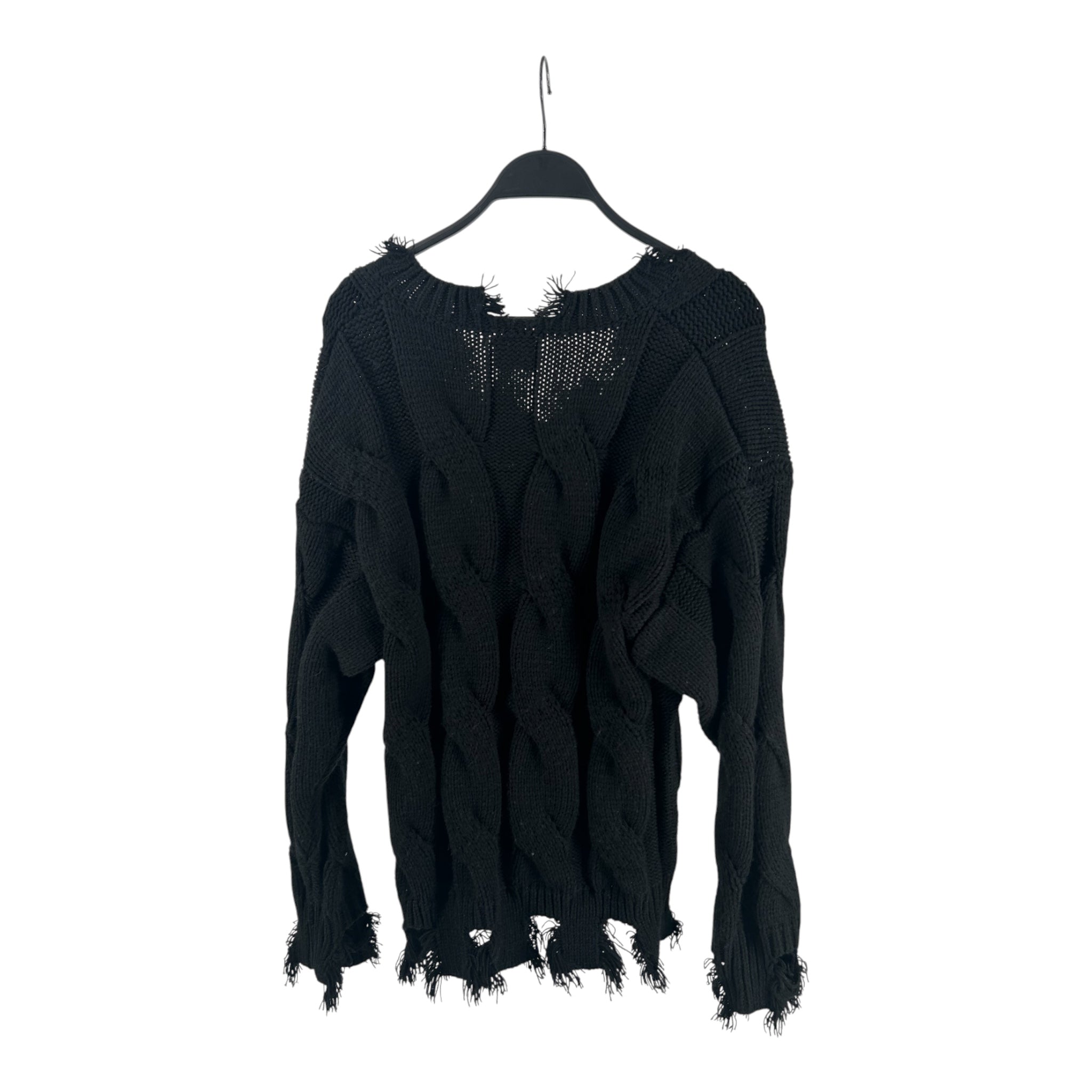 YNstudio/Sweater/M/Cotton/BLK/distressed knit zip view 2