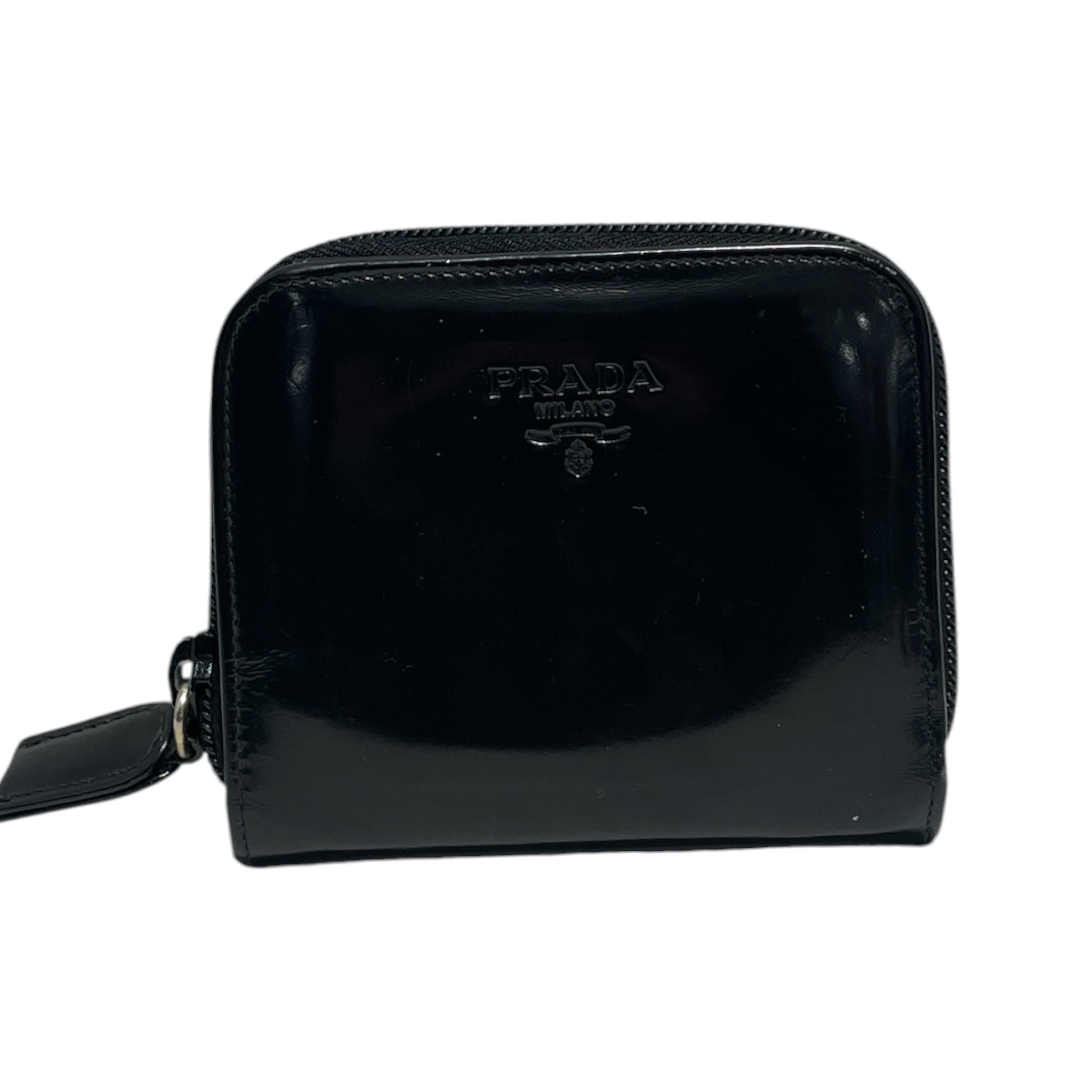 PRADA/Wallet/Leather/BLK/L's/Compact Zip Around Wallet view 1
