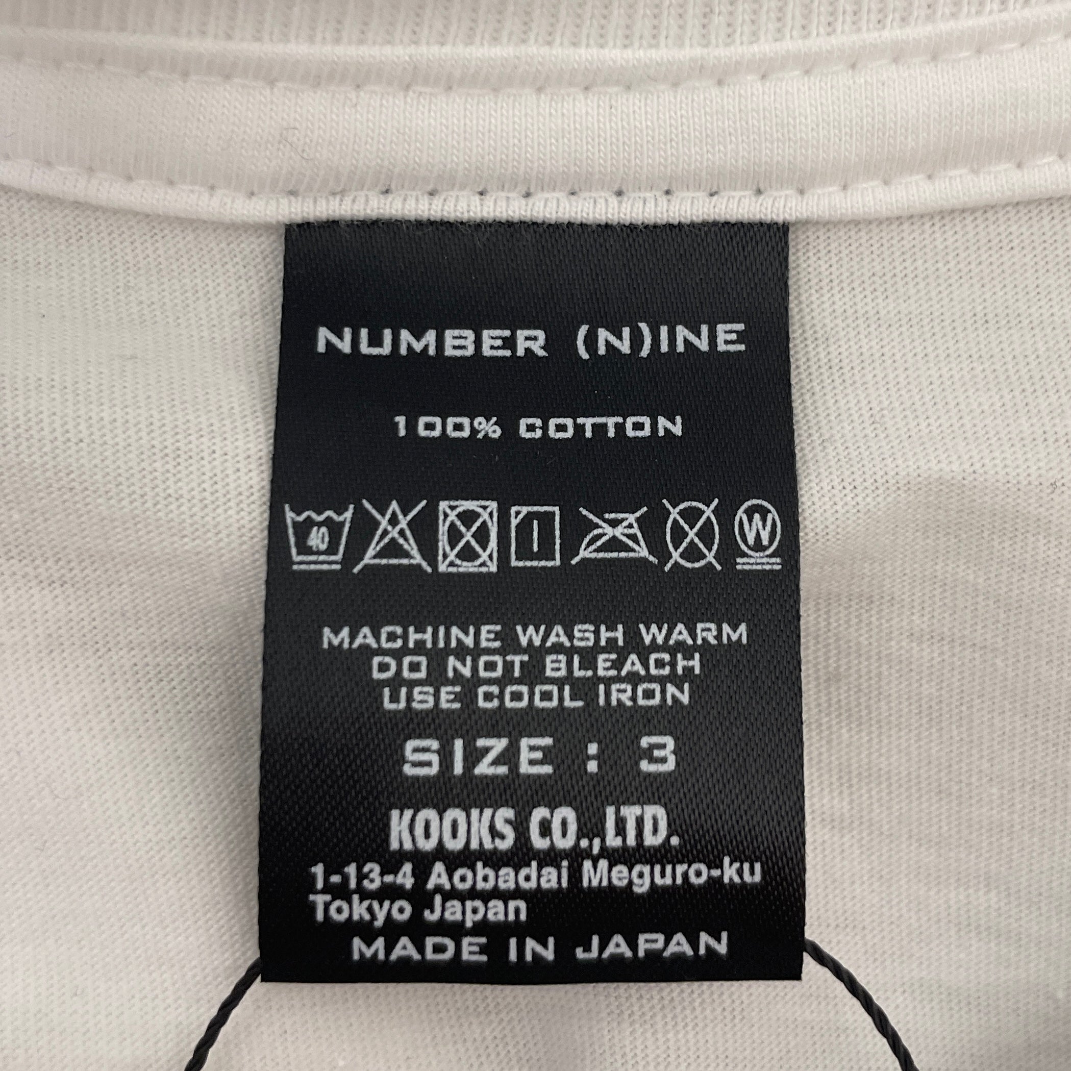 NUMBER (N)INE/T-Shirt/3/Cotton/WHT/ view 3
