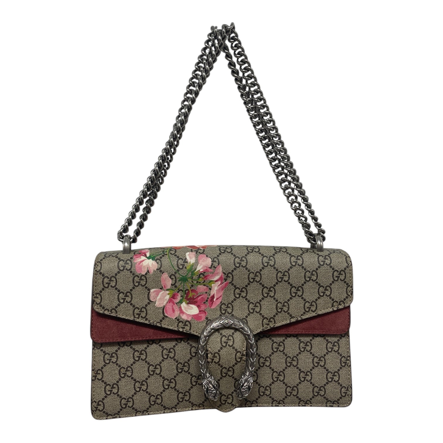 GUCCI/Bag/Monogram/Leather/CML/FLOWER PRINT/PNK SUEDE/SLVWARE
