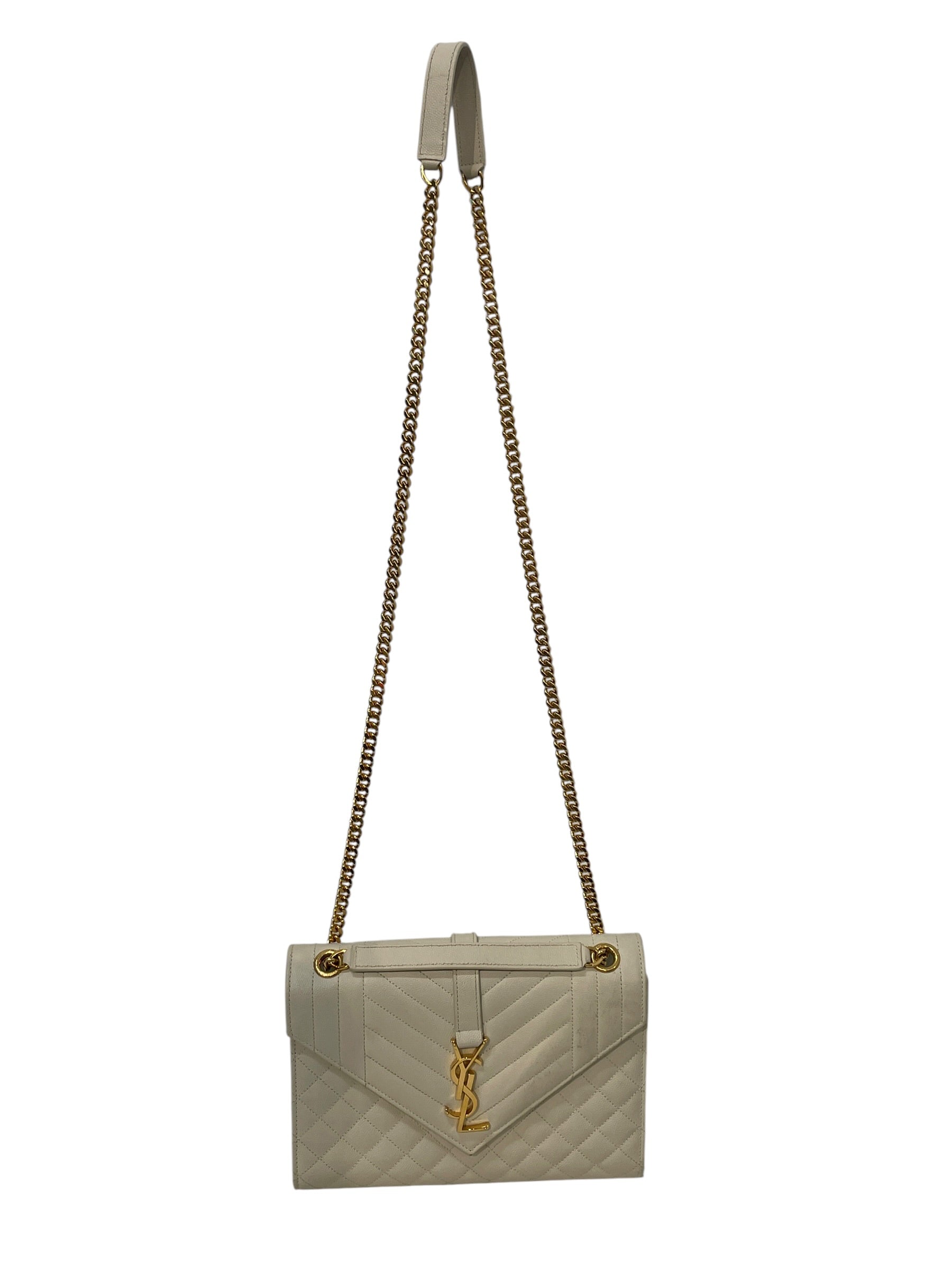 SAINT LAURENT/Cross Body Bag/Leather/CRM/MEDIUM ENVELOPE view 1