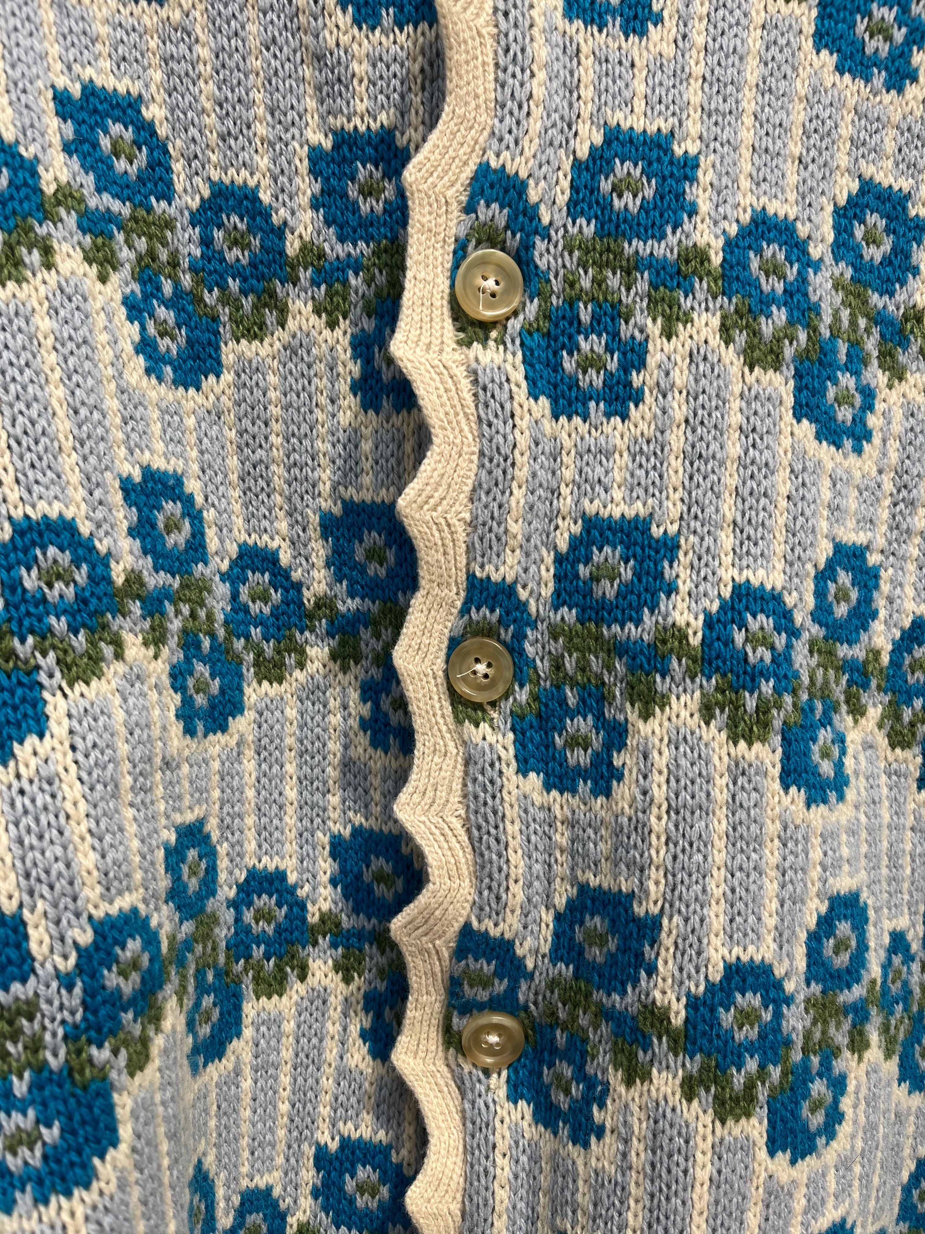 BODE/Heavy Cardigan/L/All Over Print/Wool/BLU/BABY BLUE WITH DARK BLUE FLOWR view 4