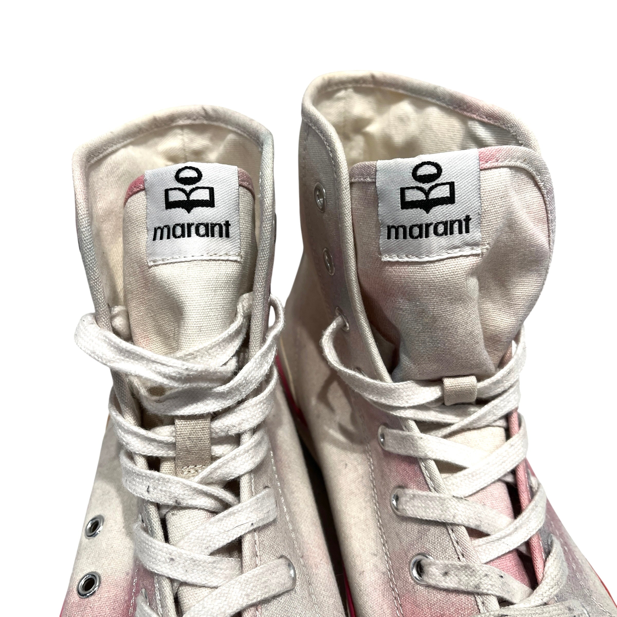 ISABEL MARANT/Hi-Sneakers/US 10/Graphic/Cotton/CRM/pink outline green logo view 10
