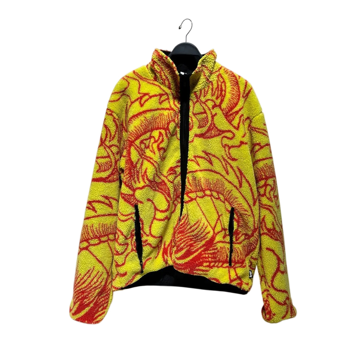 STUSSY/Fleece Jkt/XXL/Nylon/BLK/All Over Print/reversible sherpa jkt view 1