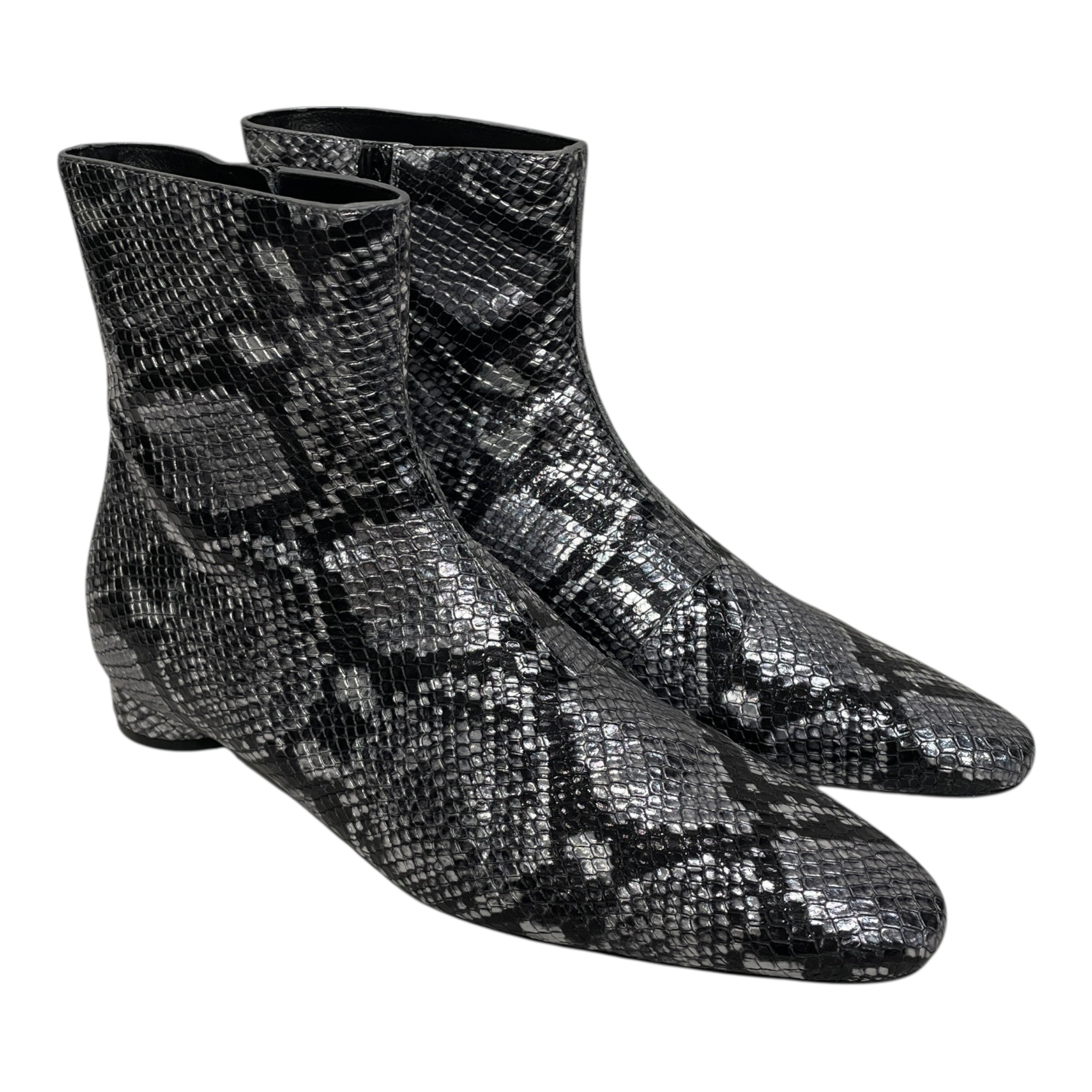 BALENCIAGA/Ankle Boots/EU 37.5/Animal Pattern/Leather/SLV/SNAKESKIN FLAT BOOT view 1