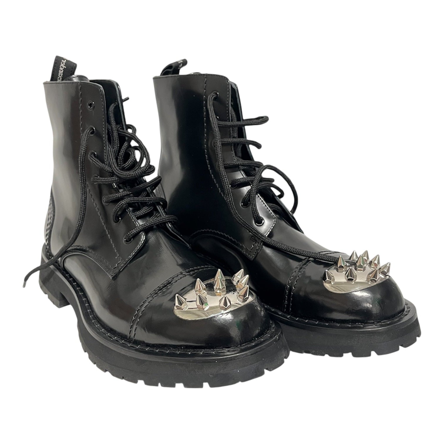 Alexander McQueen/Lace Up Boots/EU 40/Leather/BLK/PUNK STUD TOE CAP view 1