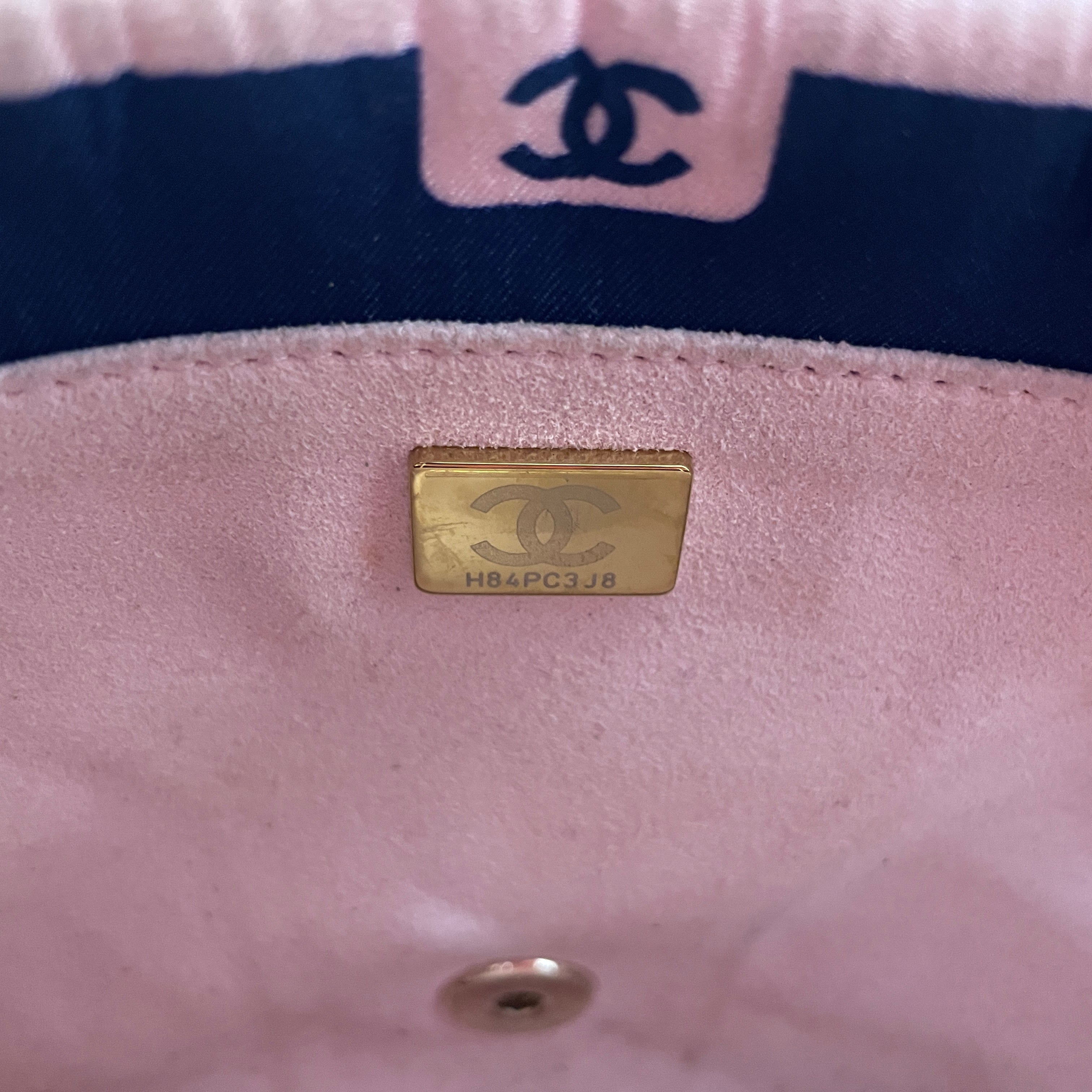 CHANEL/Cross Body Bag/Border/Cotton/PNK/White Border Blue n Pink view 6