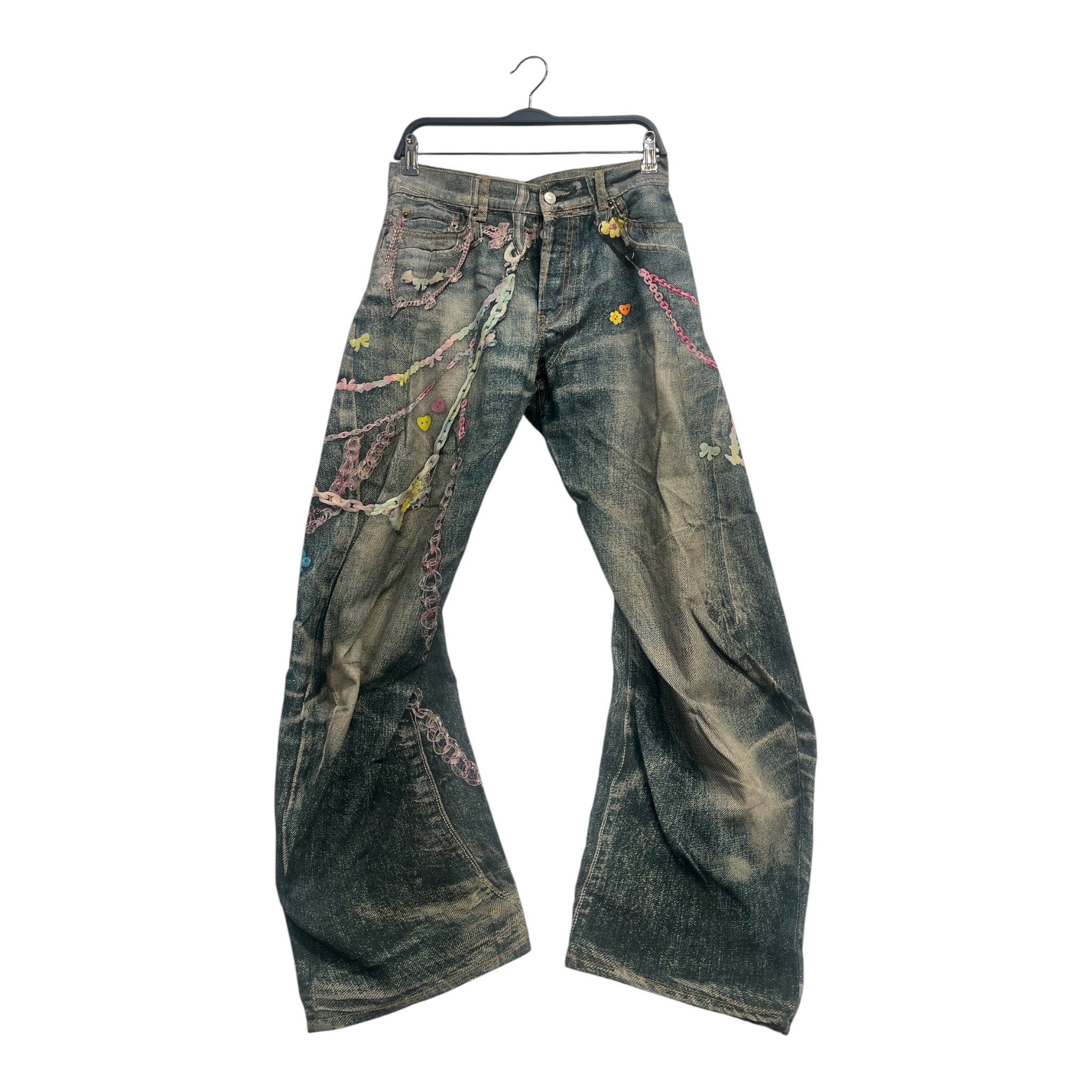 Acne Studios/Pants/44/Cotton/BLU/All Over Print/heart candy barrel leg view 1