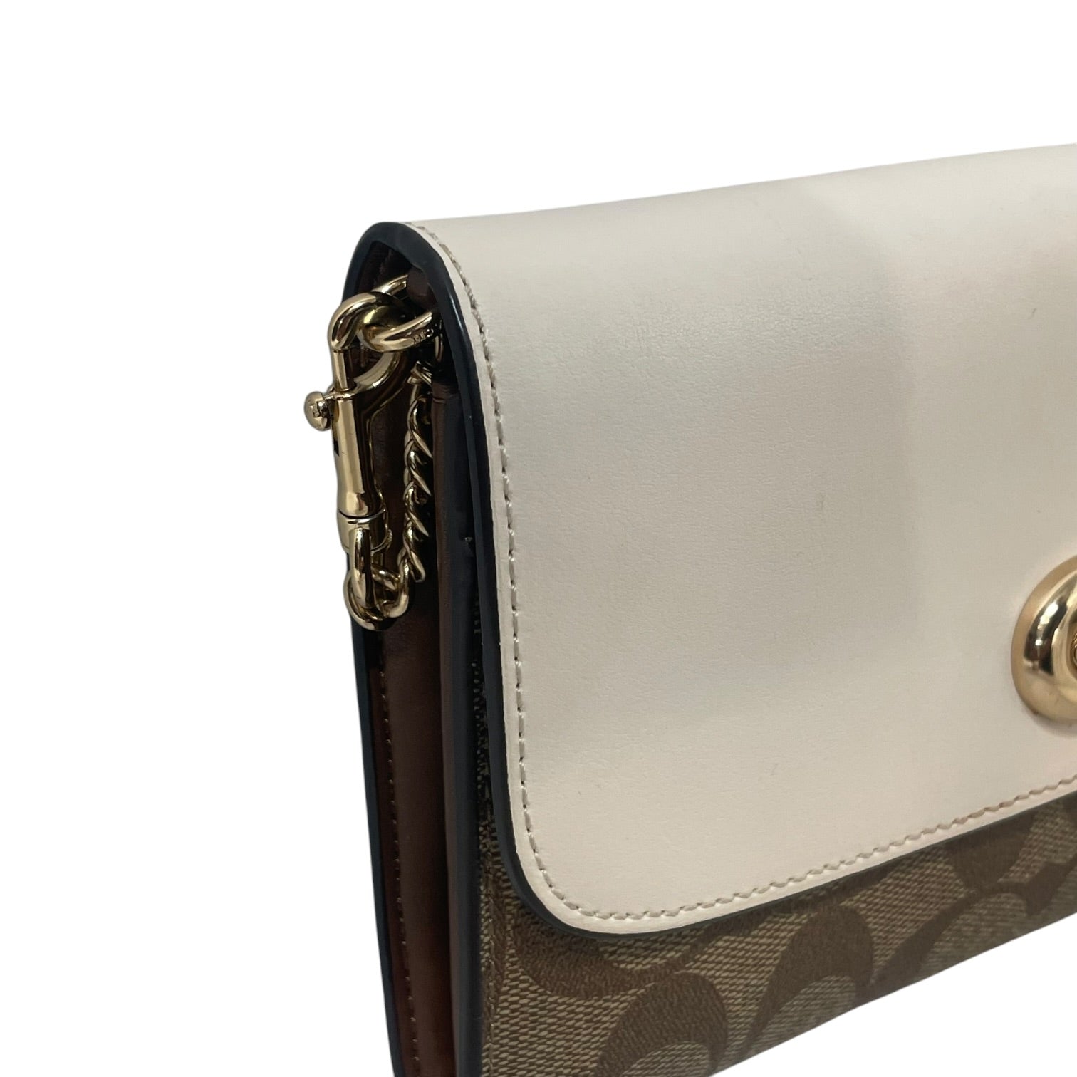 COACH/Cross Body Bag/Monogram/Leather/CRM/jacquard lock flap chain strap view 6