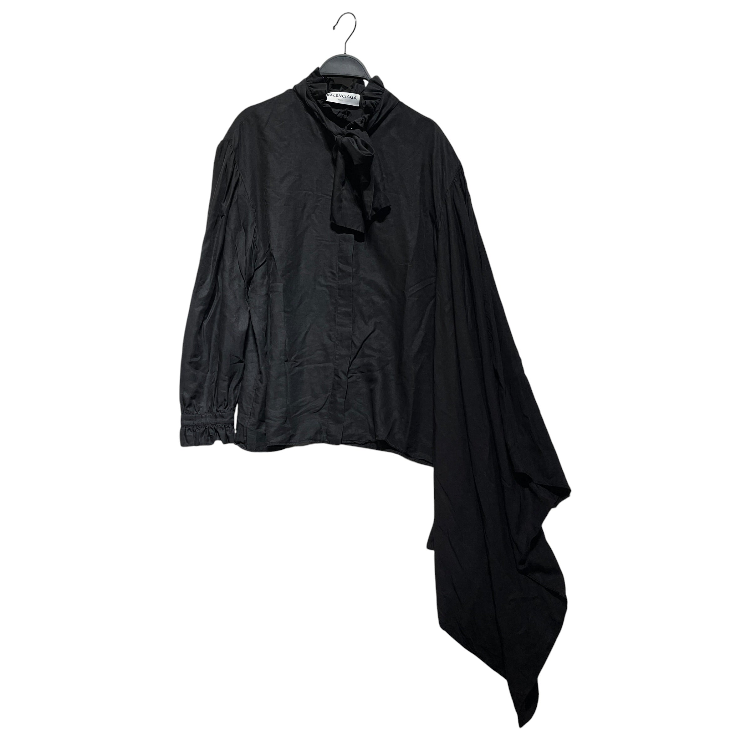 BALENCIAGA/LS Blouse/42/Silk/BLK/ASYMMETRICAL SLEEVES view 1