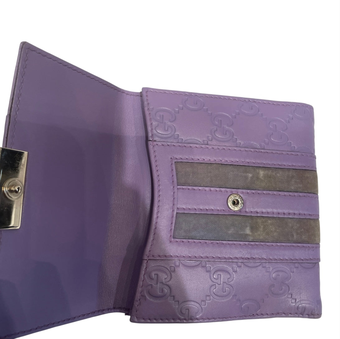 GUCCI/Trifold Wallet/Monogram/Leather/PPL/L's/purp gry view 4