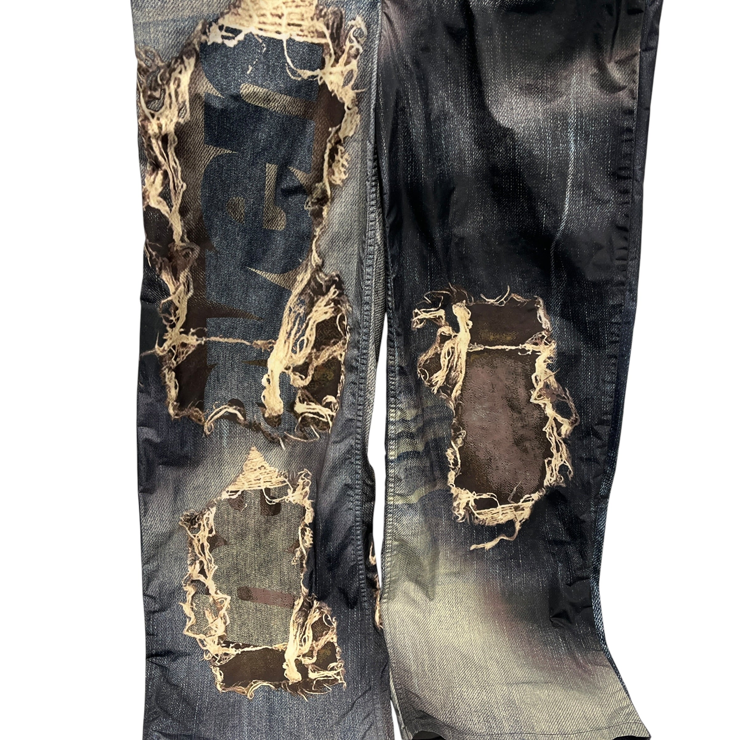 Heaven By Marc Jacobs/Bladee/Straight Pants/S/Graphic/Polyester/BLU/PRINTED DISTRESSD JEAN PANT view 9