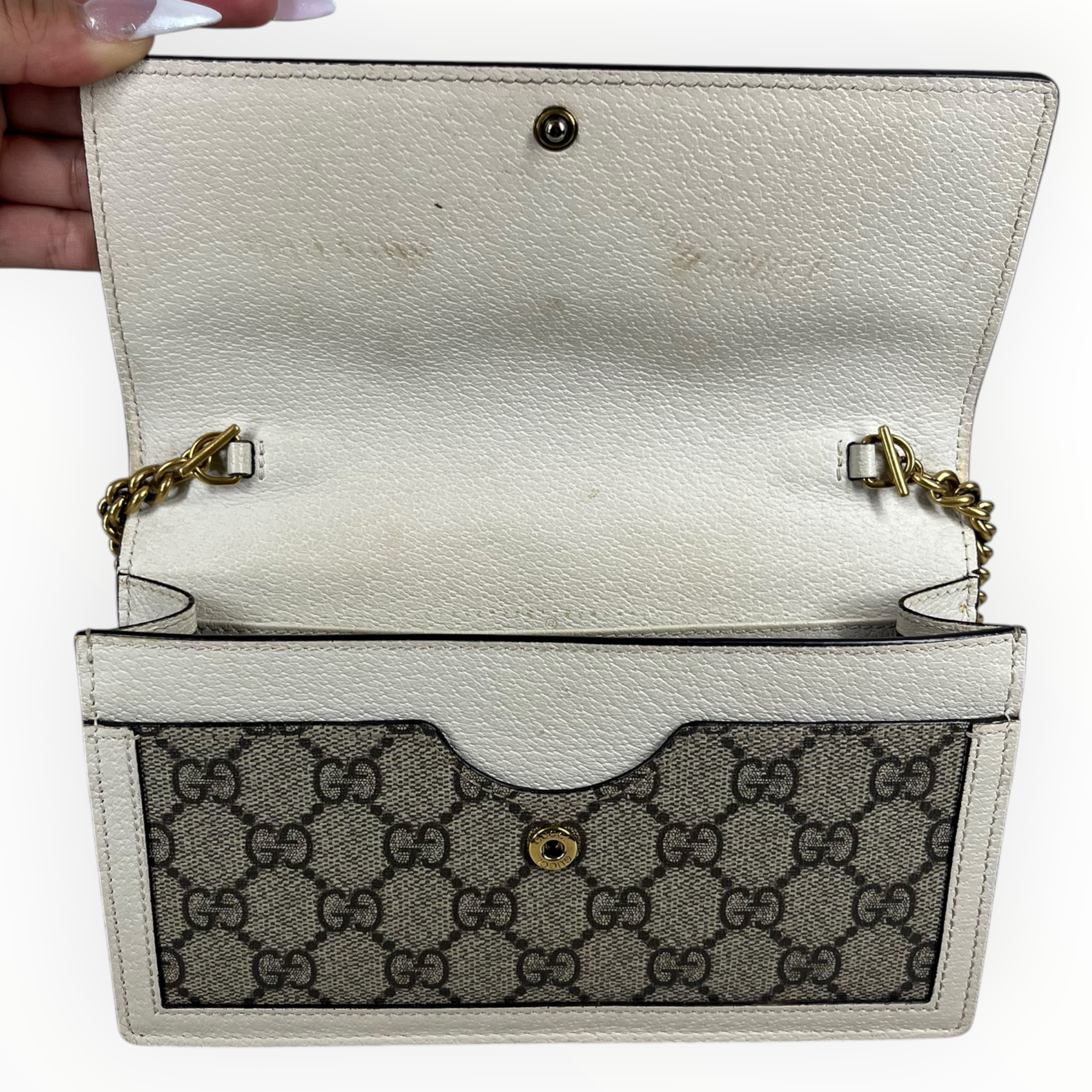 GUCCI/Long Wallet/Monogram/Leather/BEG/L's/GG Supreme Queen MargaretCross view 5