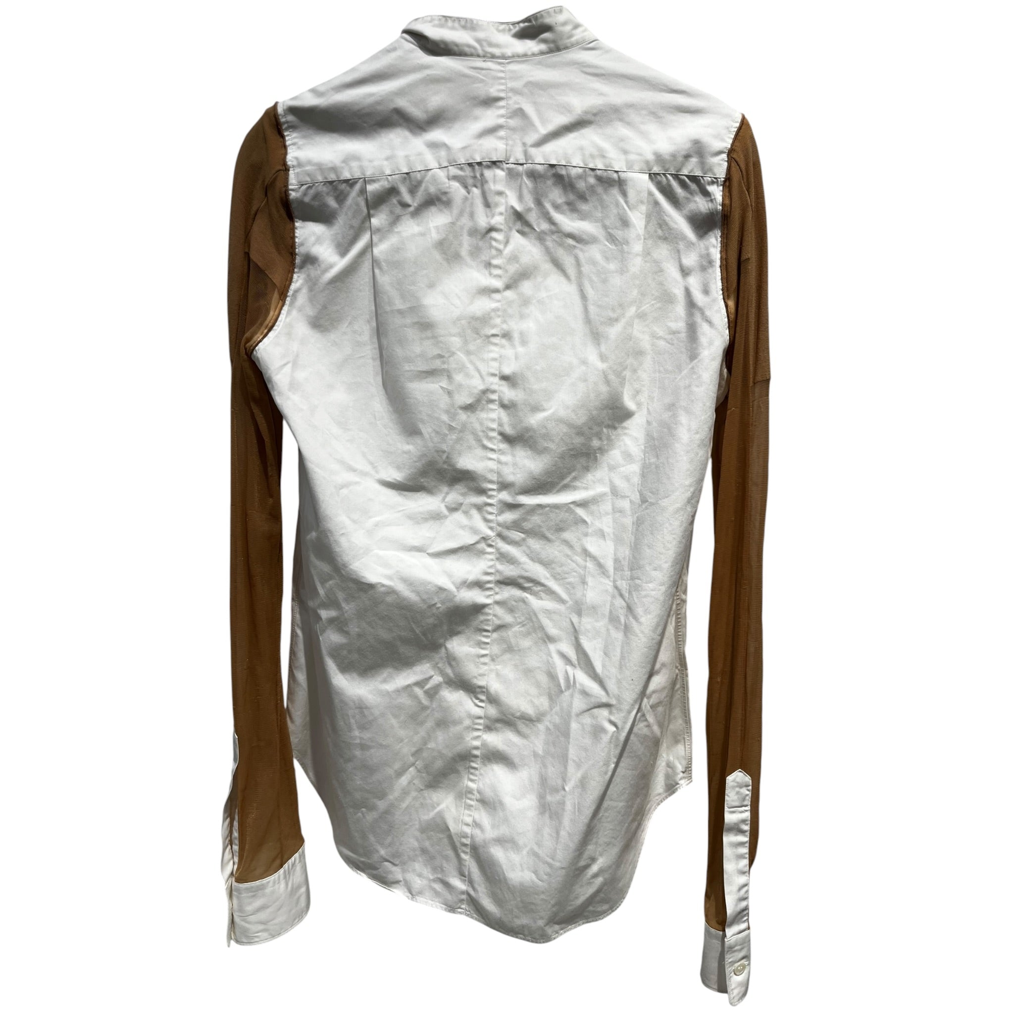 JUNYA WATANABE COMME des GARCONS/LS Blouse/S/Cotton/WHT/Hybrid Mesh Sleeve view 2