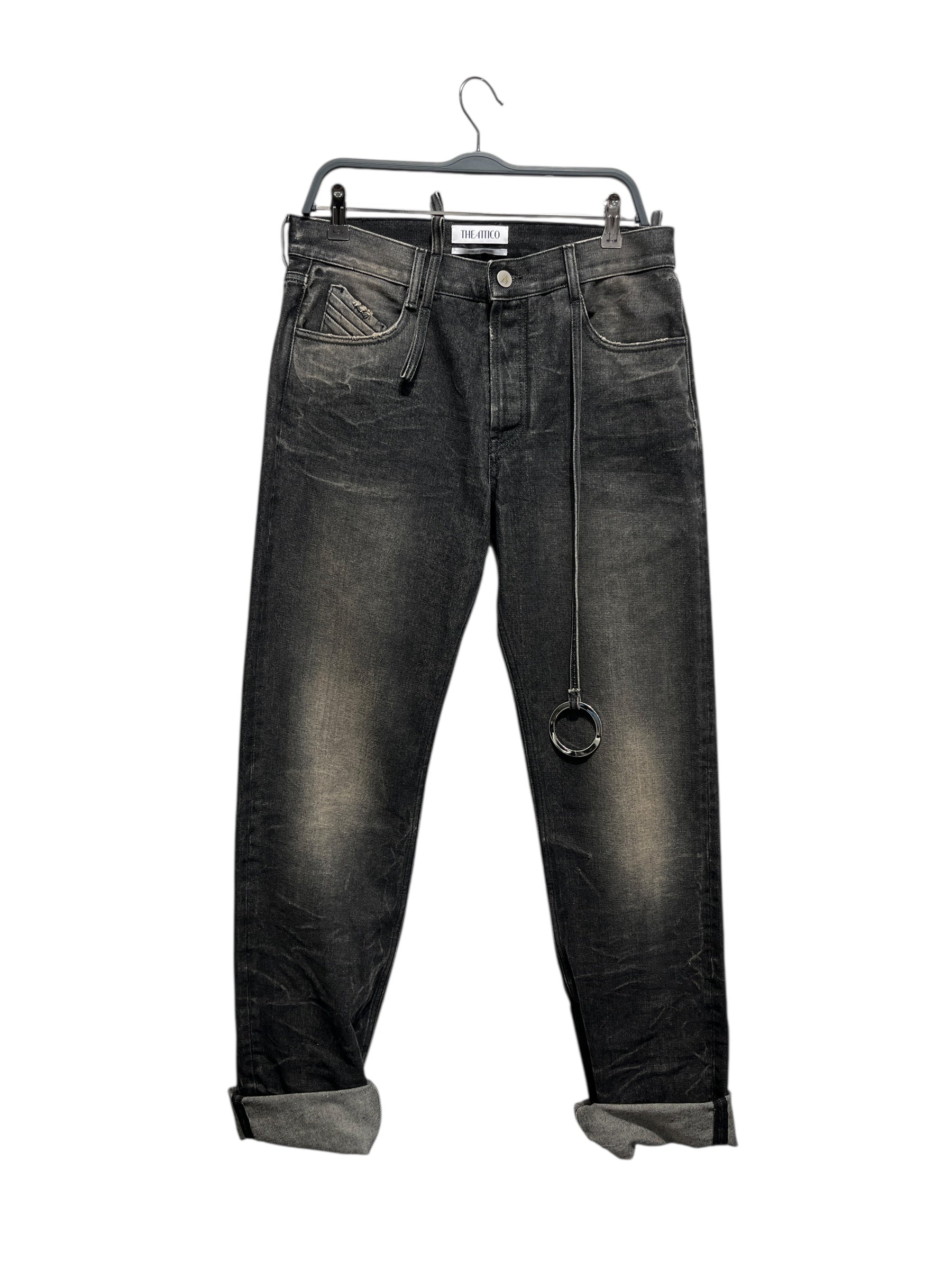 THE ATTICO/Straight Pants/27/Denim/BLK/Button Fly/Silver RIng view 1