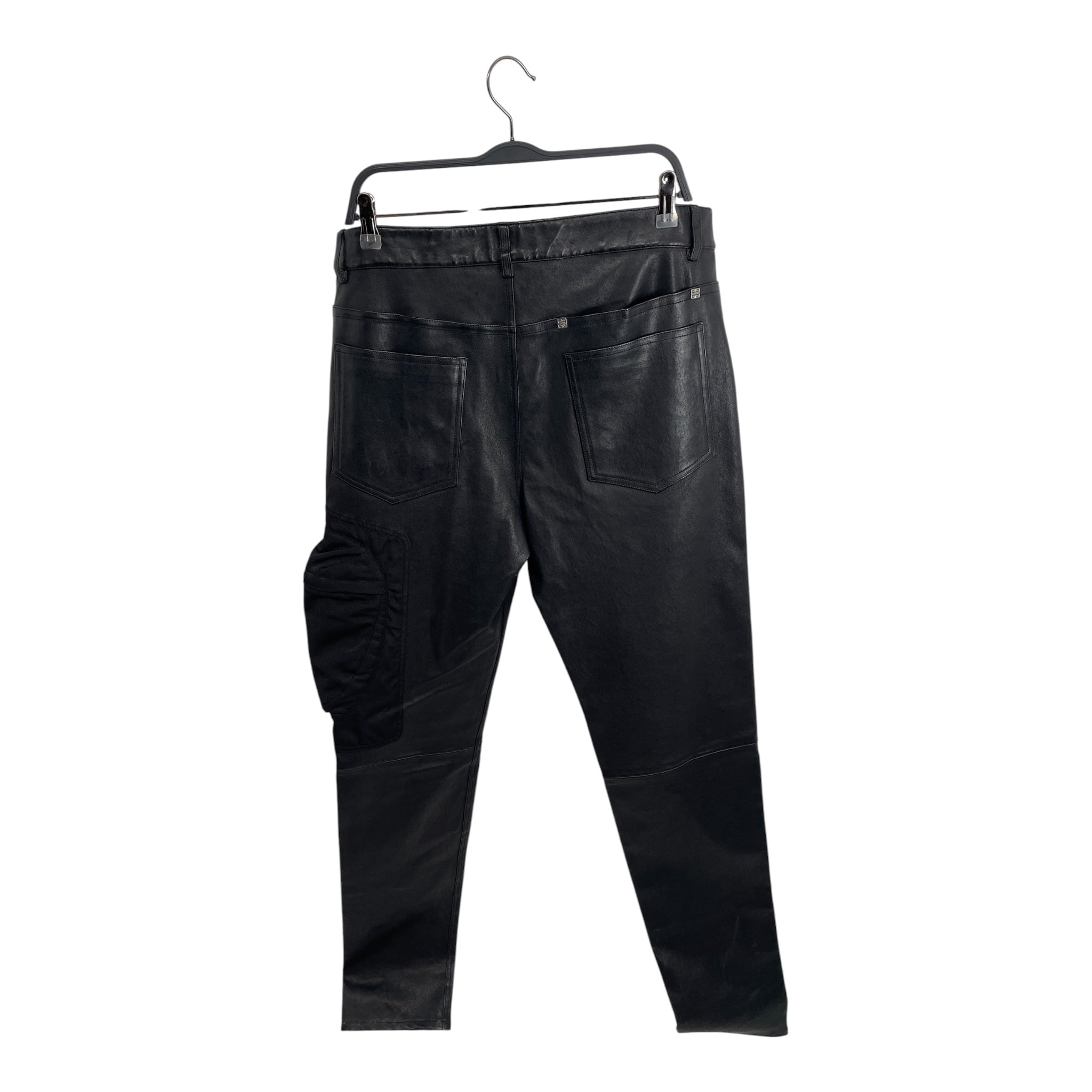 GIVENCHY/Straight Pants/52/Leather/BLK/cotton thigh pocket hook close view 2