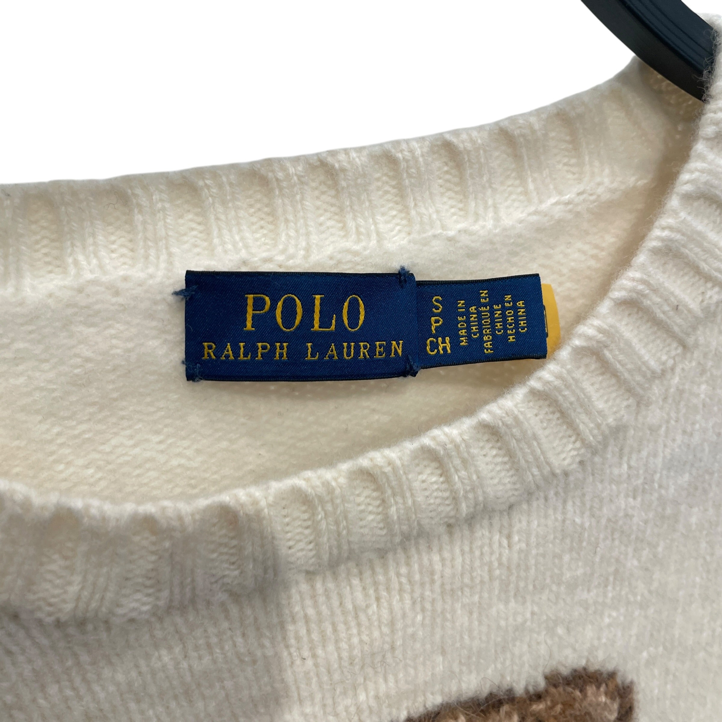 POLO RALPH LAUREN/Sweater/S/Graphic/Wool/CRM/Pullover/LUNAR NEW YEAR BEAR SHRUNKEN view 3