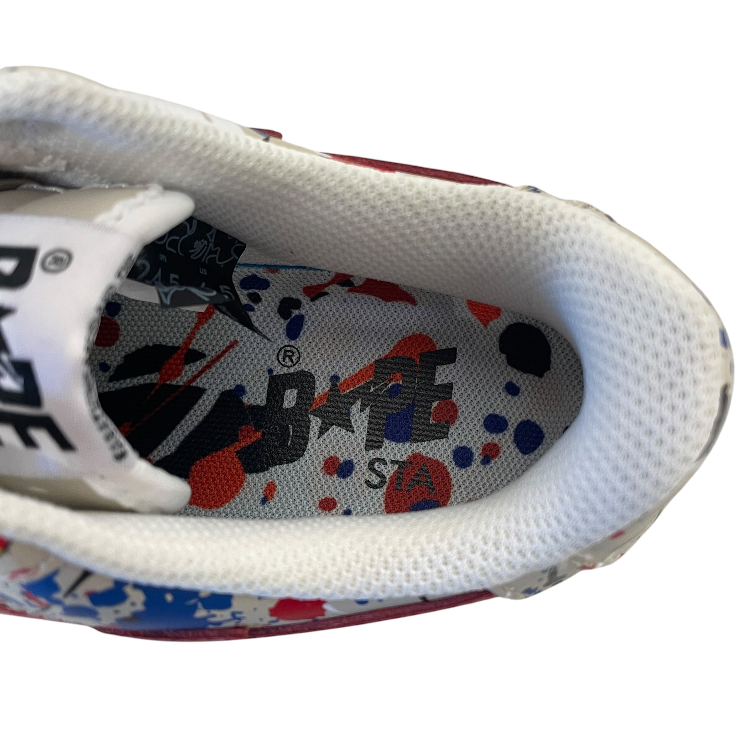BAPE STA!/Low-Sneakers/US 6.5/All Over Print/Leather/BEG/PAINTSPLATTER view 3