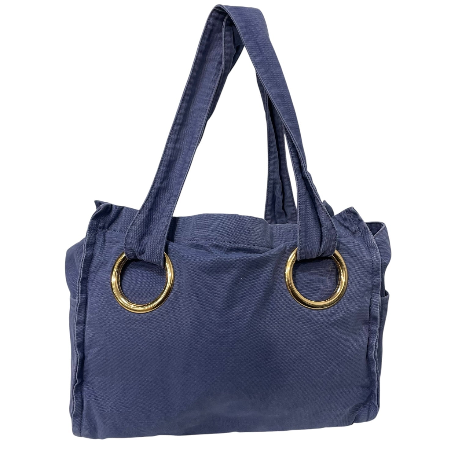 Chloe/Tote Bag/Cotton/NVY/GOLD HRDWR BEACH BAG view 2