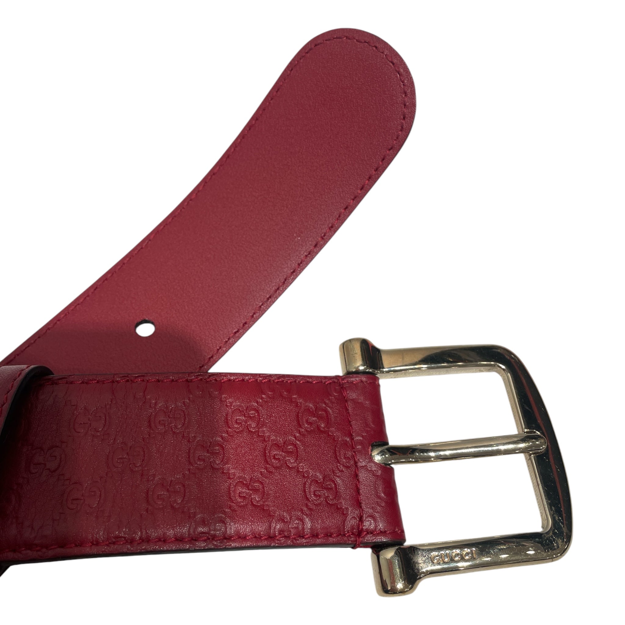 GUCCI/Belt/Monogram/Leather/RED/L's/Micro Guccisima Red Strap Belt view 2